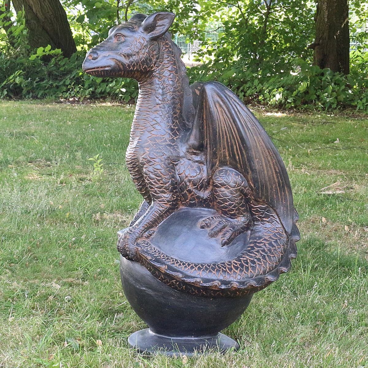 Oriental Galerie Dekofigur Drache Drachen Garten Steinfigur Antik Finish 85 cm (1 St)