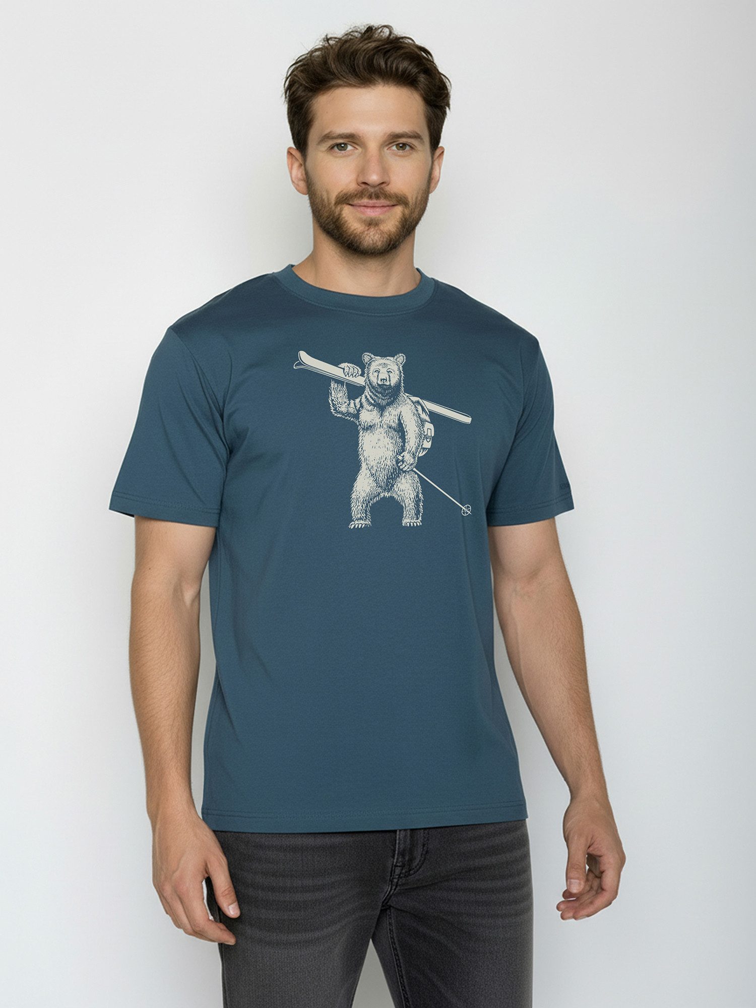 GreenBomb T-Shirt Fusion Ski Bear (1-tlg., 1) Fusion Fit, weiter und länger geschnitten, Bio-Baumwolle