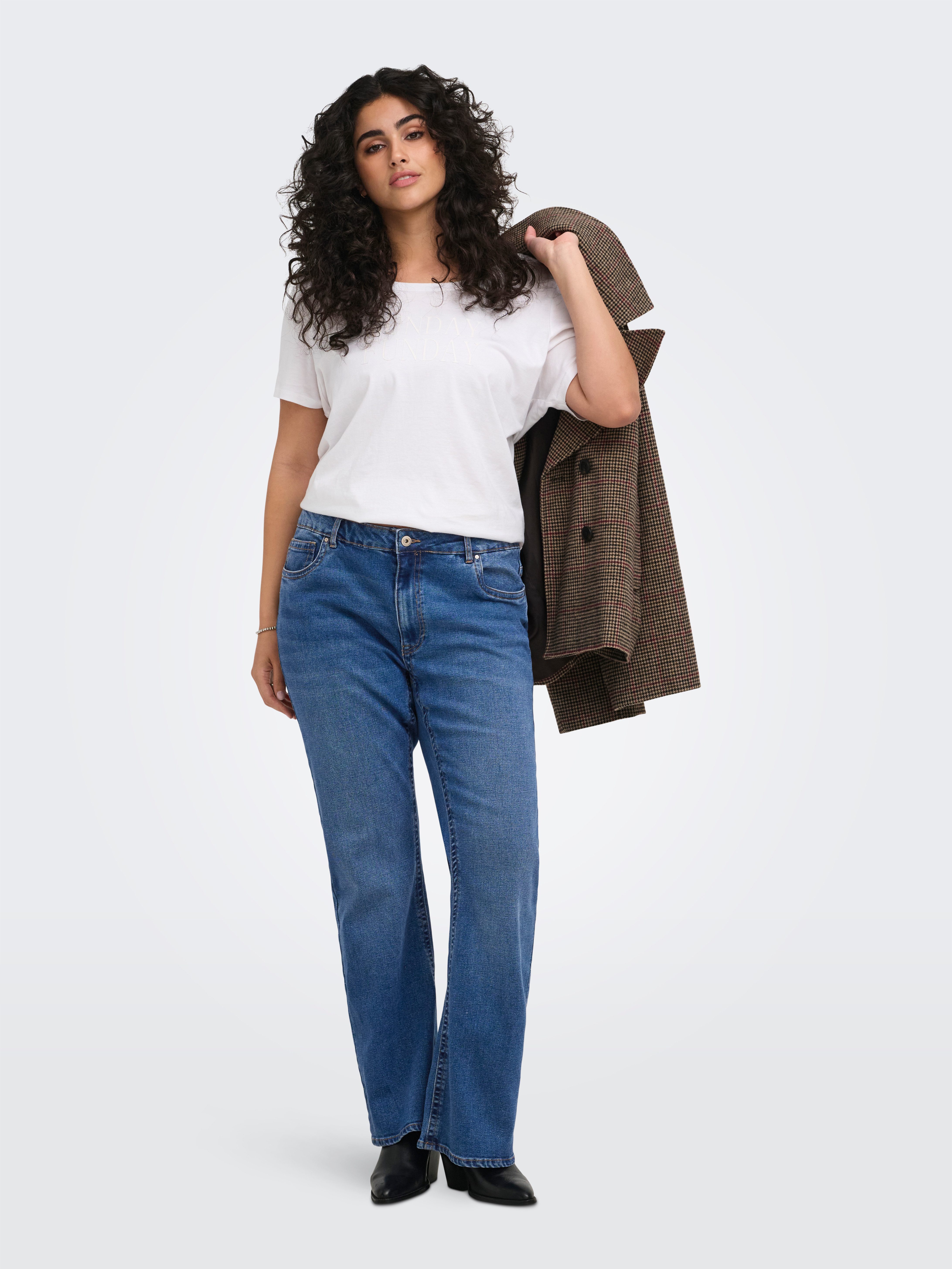 ONLY CARMAKOMA Bootcut-Jeans CARPHOEBE REG BACK POC FLA PIM852 NOOS Baumwollmischung, Regular Waist – Bild 4 von 5