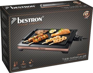 bestron Tischgrill ABBQ2000CO, 2000 W, herausnehmbare Teppanyaki und gerillte Grillplatte antihaftbeschichtet