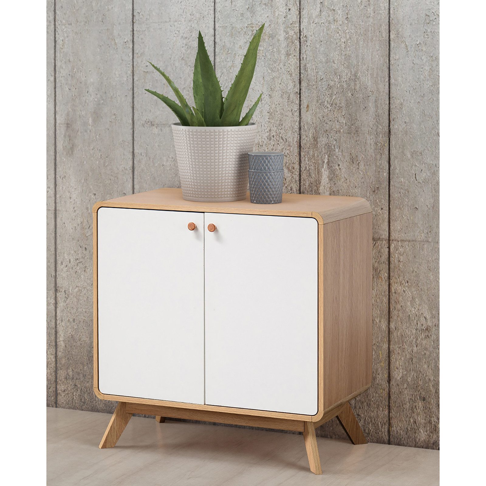 loft24 Beistellschrank Caitlin Schrank mit 2 Türen im Skandinavischen Design, modern