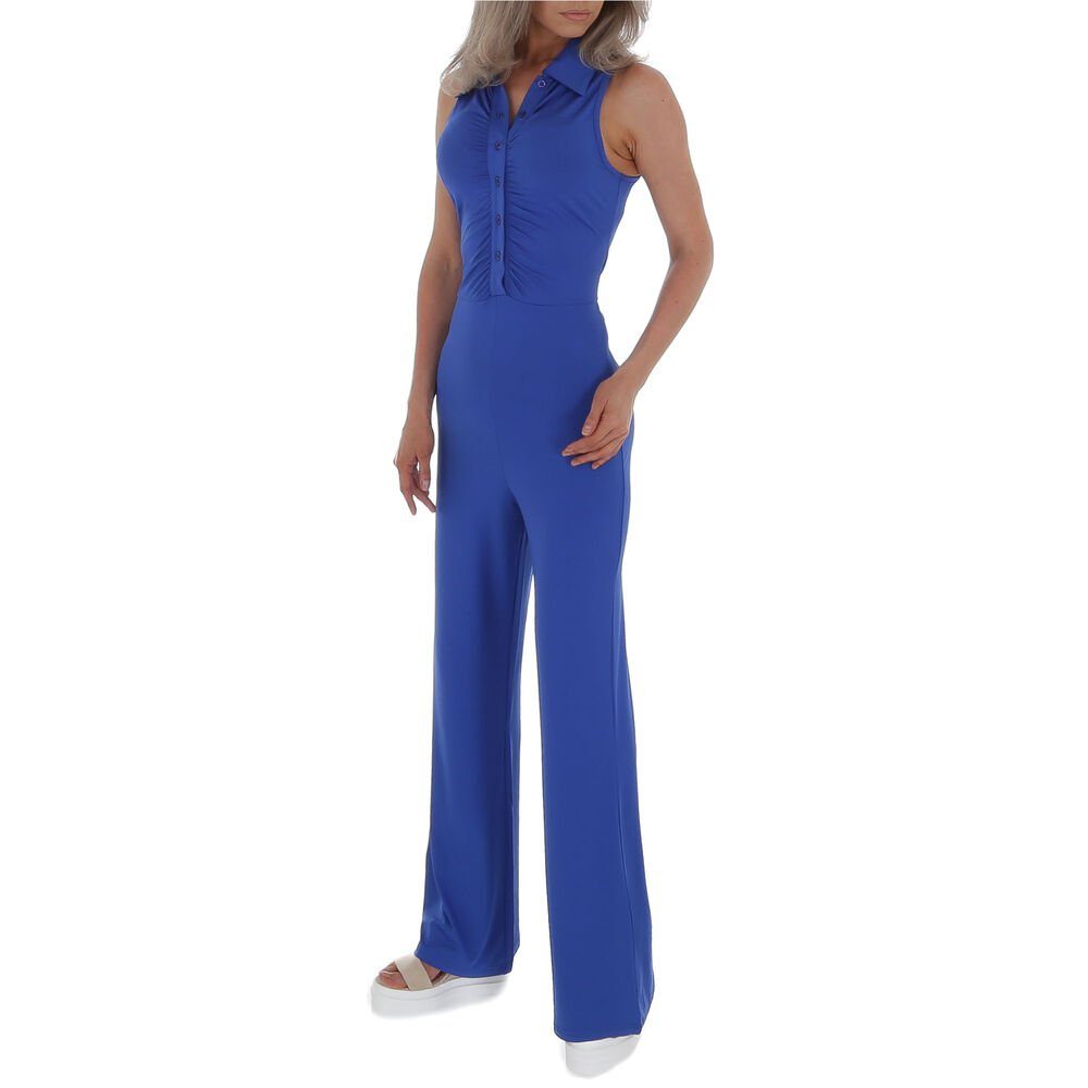Ital-Design Overall Damen Party & Clubwear Marlene-Hose Stretch Langer  Jumpsuit in Blau