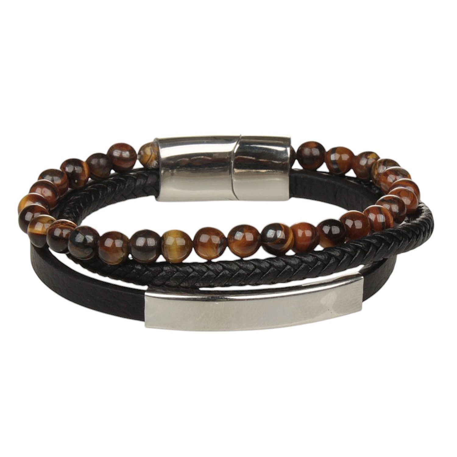 KARMA Armband Herren Lederarmband Magnetverschluss Schwarz Braun (PU Leder günstig online kaufen