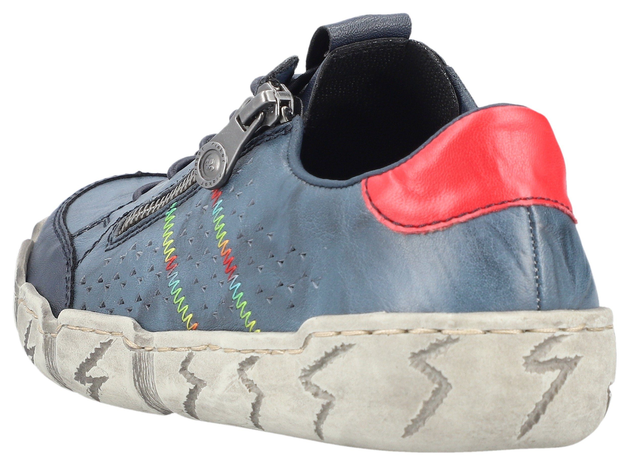 Rieker Sneaker Freizeitschuh, Halbschuh, Schlupfschuh, mit bunter Ziernaht günstig online kaufen