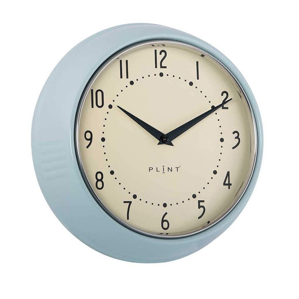 LS-LebenStil Wanduhr Nostalgische Metall Küchenuhr 23cm Blau Vintage Bürouhr Quarzwerk (Lautlos Leise ohne Ticken - Schlafzimmer Flur Büro Küche Wohnzimmer)