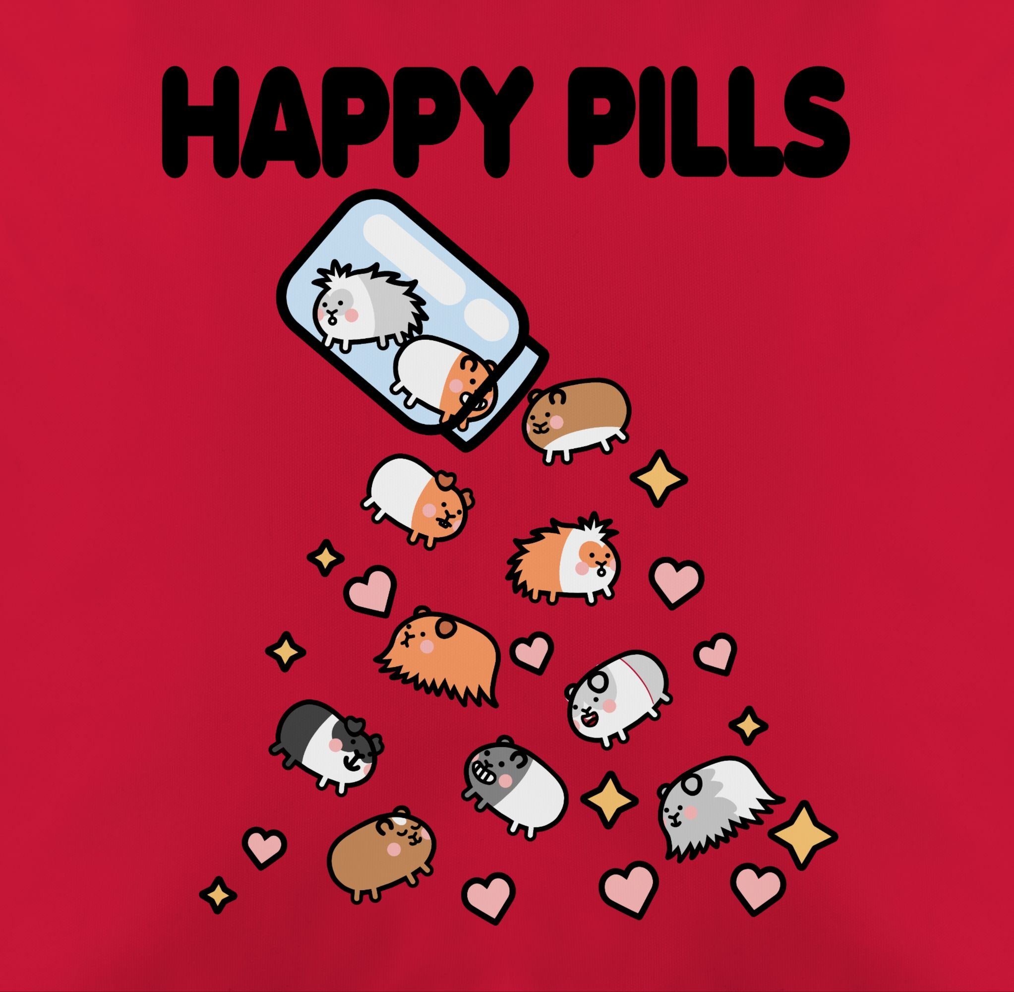 Happy Mrerschwein, 2 Meerschweinchen Pills Statement Shirtracer - Dekokissen Rot