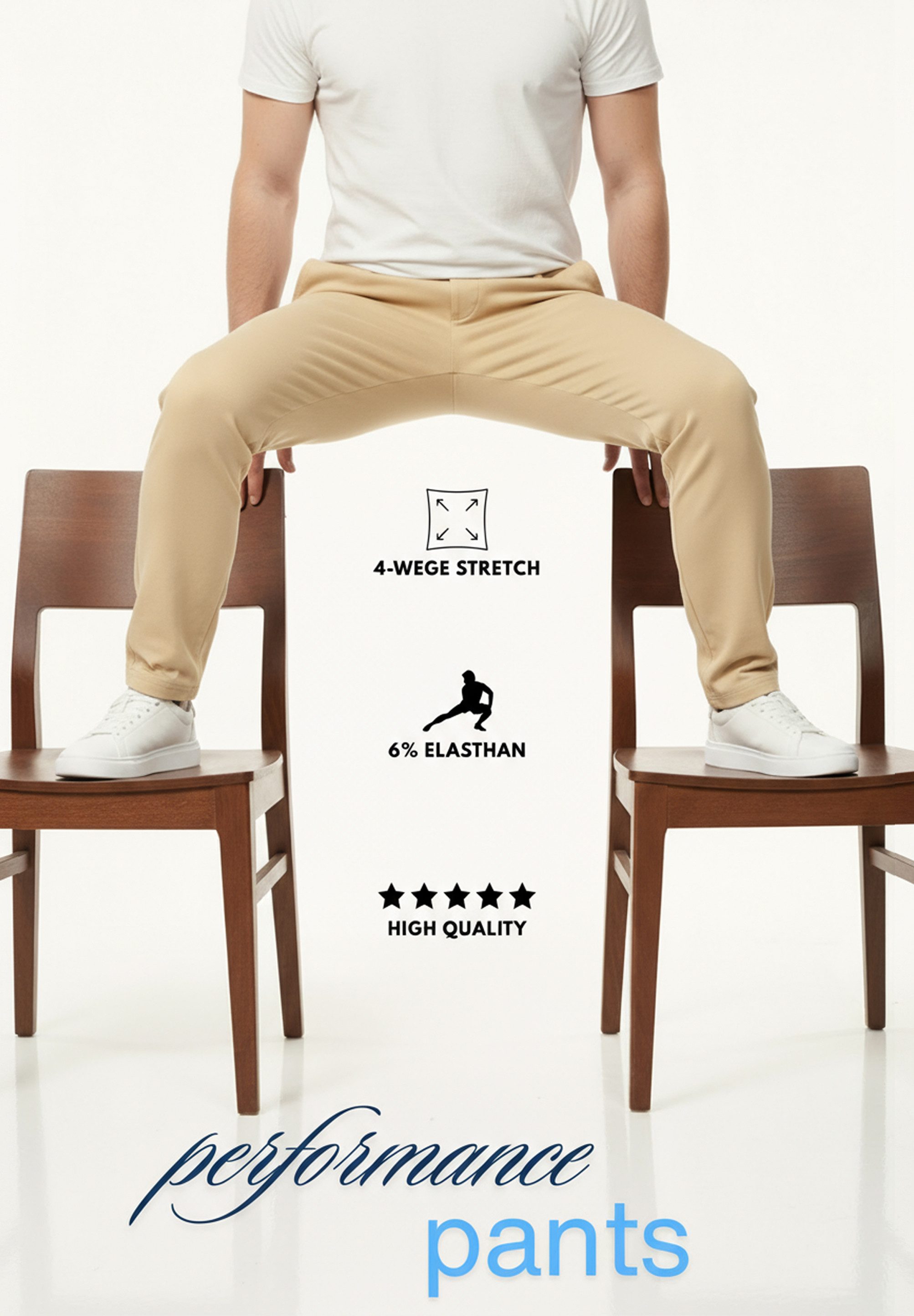 DAILY COTTON Chinohose als Performance Pants mit Super Stretch in Slim-Fit Ultra Bequeme & Flexible Herren Stoffhose mit 6% Elasthan