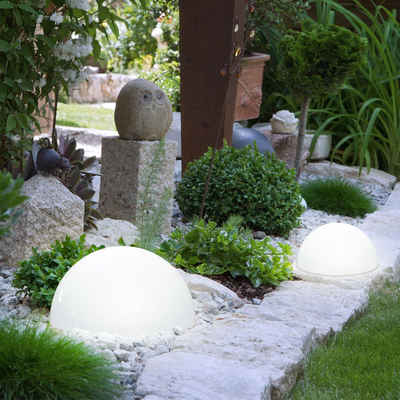 etc-shop LED Außen-Stehlampe, LED-Leuchtmittel fest verbaut, 2x LED Außen Solar Steh Lampen Garten Terrassen Strahler