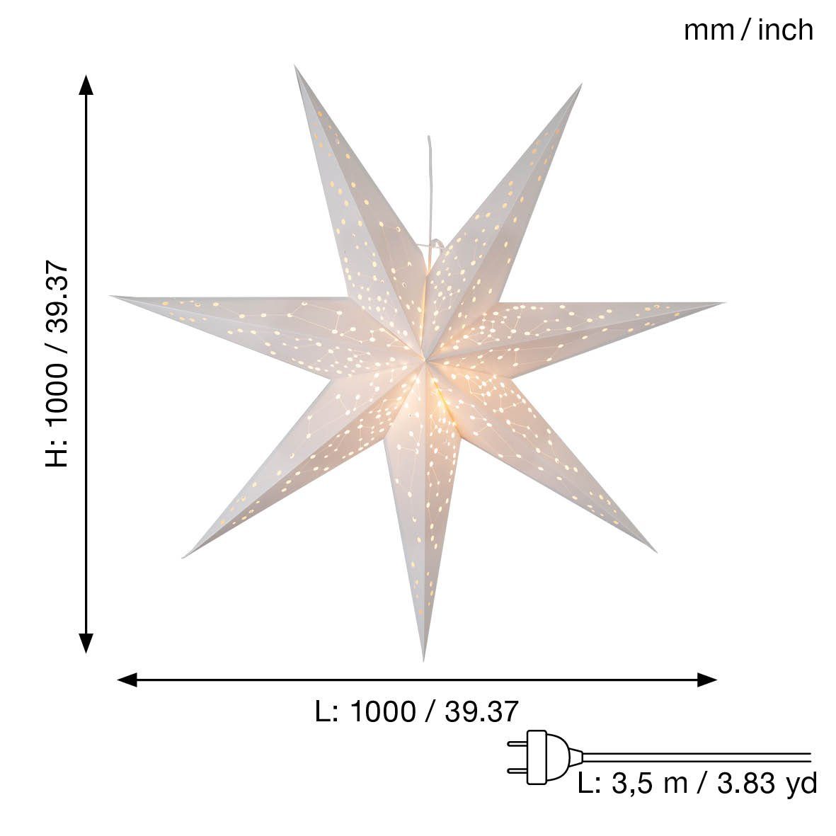 STAR TRADING LED Dekolicht Galaxy, Weihnachtsstern Galaxy 3D Papierstern Weihnachten in Weiß, Dekostern z