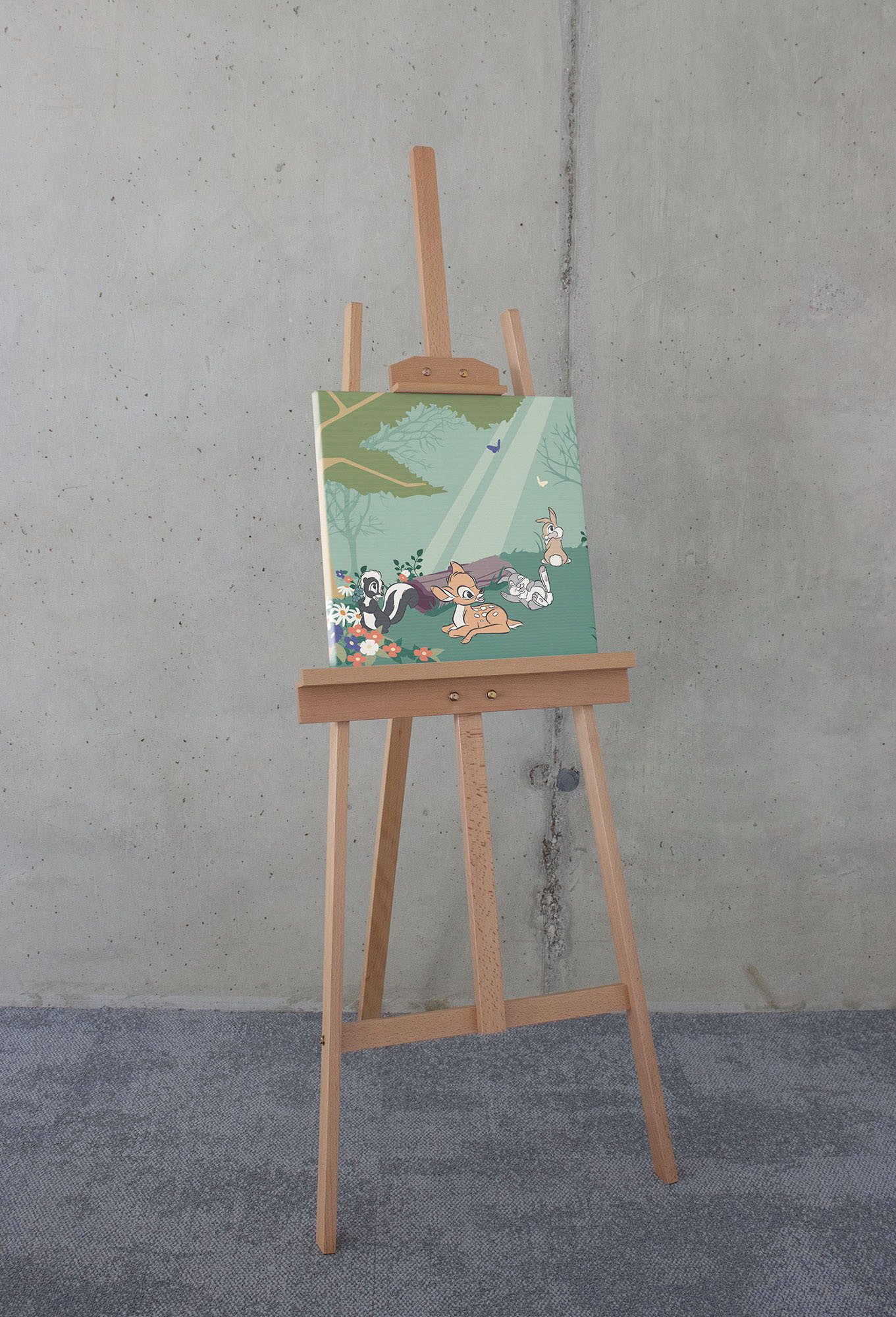 Komar Leinwandbild Bambi Life in the Forest - Größe 40 x 40 cm, Disney (1 St), Keilrahmenbild mit Echtholzrahmen, Kinderzimmer