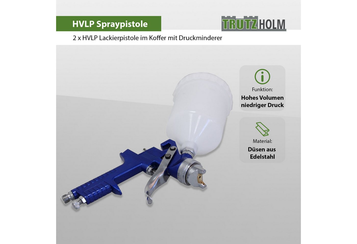 Thumbnail - TRUTZHOLM Lackierpistole HVLP Spraypistole Lackierpistole Set Druckminderer Spritzpistole, 2er Set, im Koffer