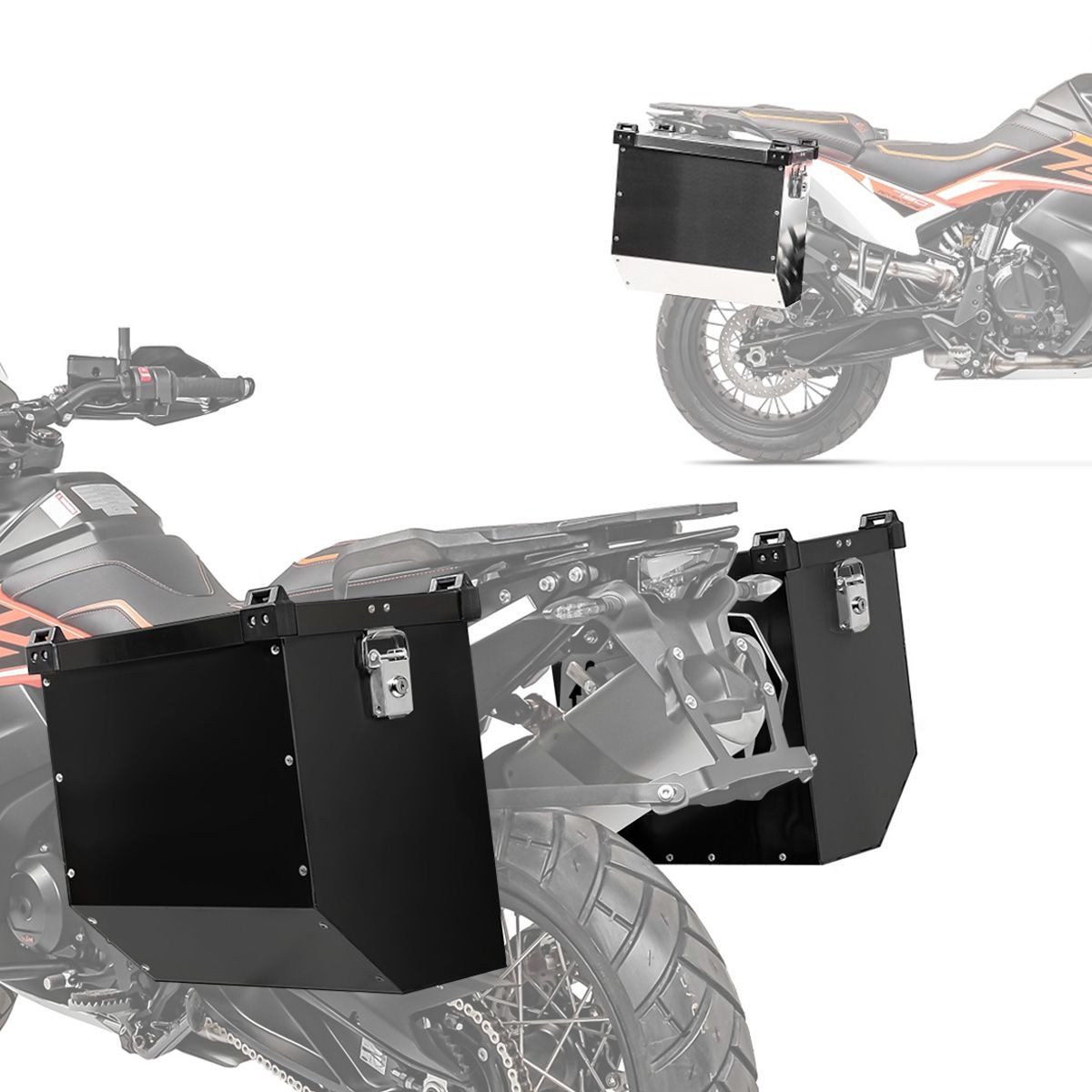 Bagtecs Reisetasche 2x Motorrad Alukoffer # Atlas 36Ltr Aluminium Seitenkoffer schwarz Spa