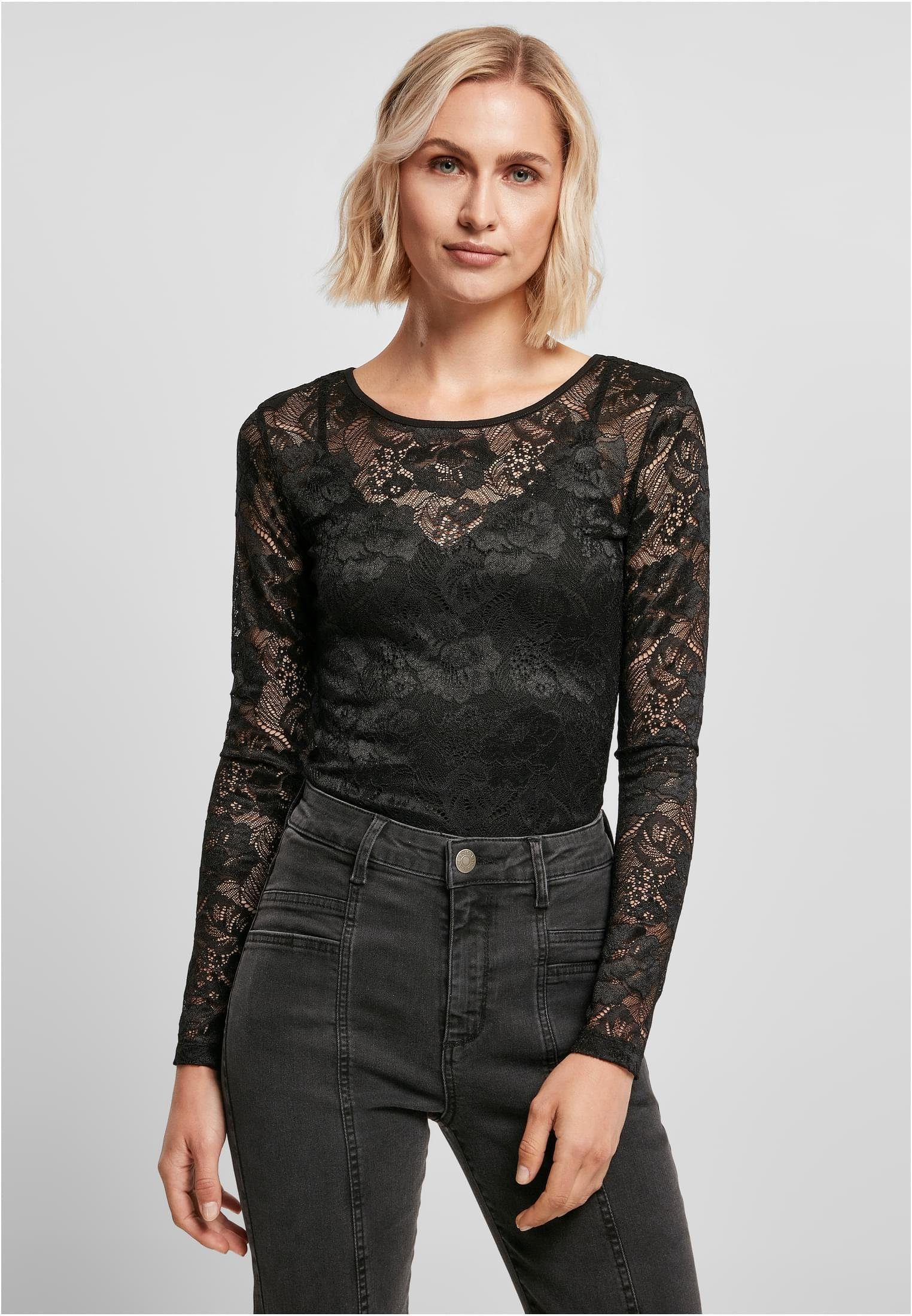 URBAN CLASSICS Body Ladies Lace Longsleeve Body XS bis 5XL
