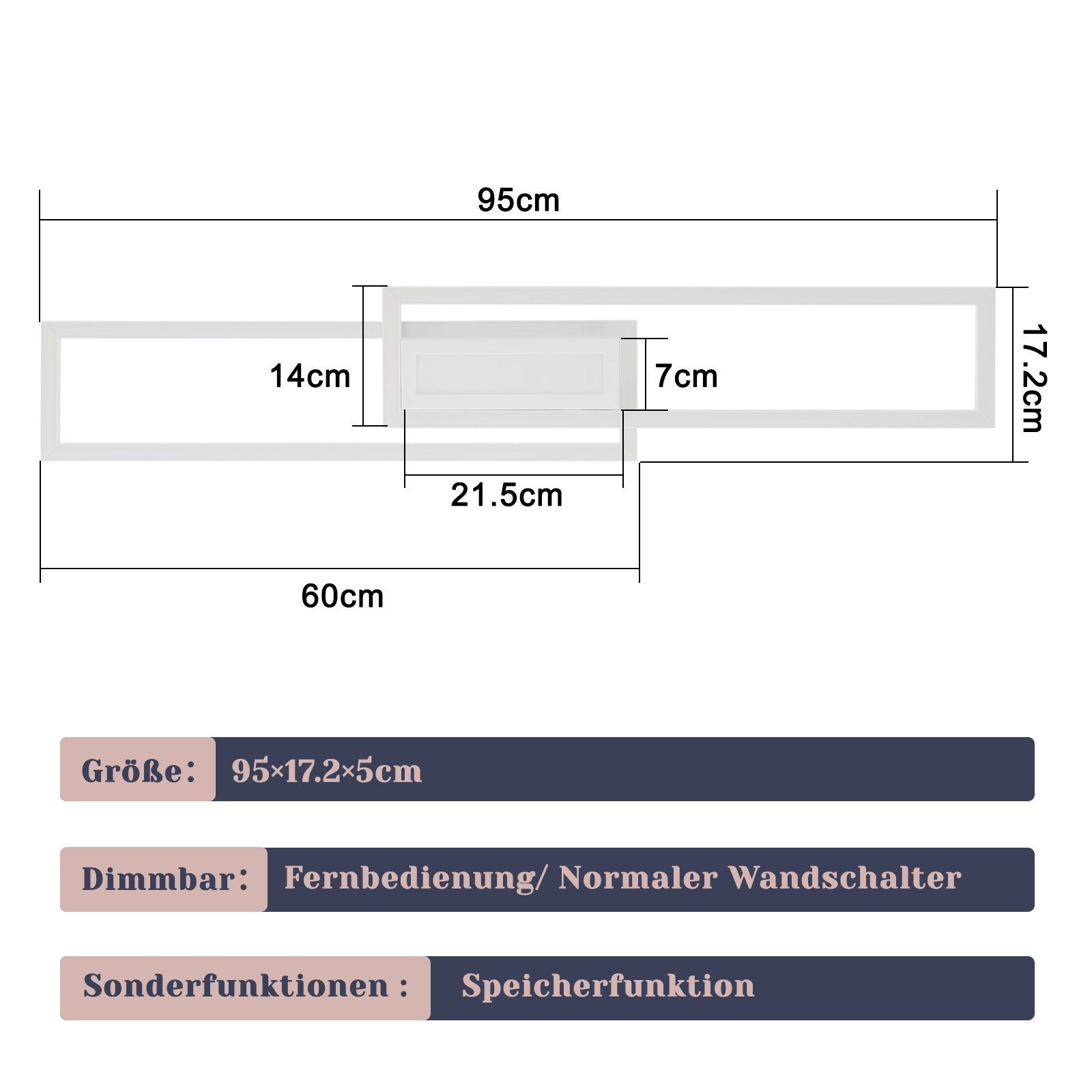 ZMH LED Deckenleuchte 50W Dimmbar Geometrisch Deckenlampe mit Fernbedienung Modern, Augenschutz, Einfache Installtion, LED fest integriert, 3000-6500K