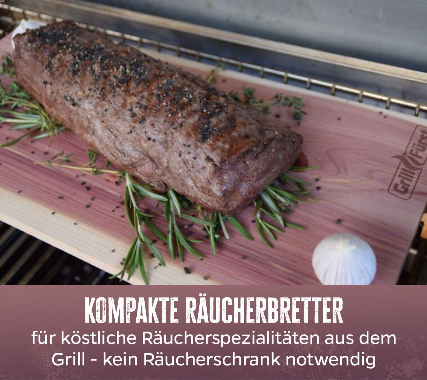 Grillfürst Räucherbrett Grillfürst Räucherbretter Erle 29 x 13 x 1cm 4er Set