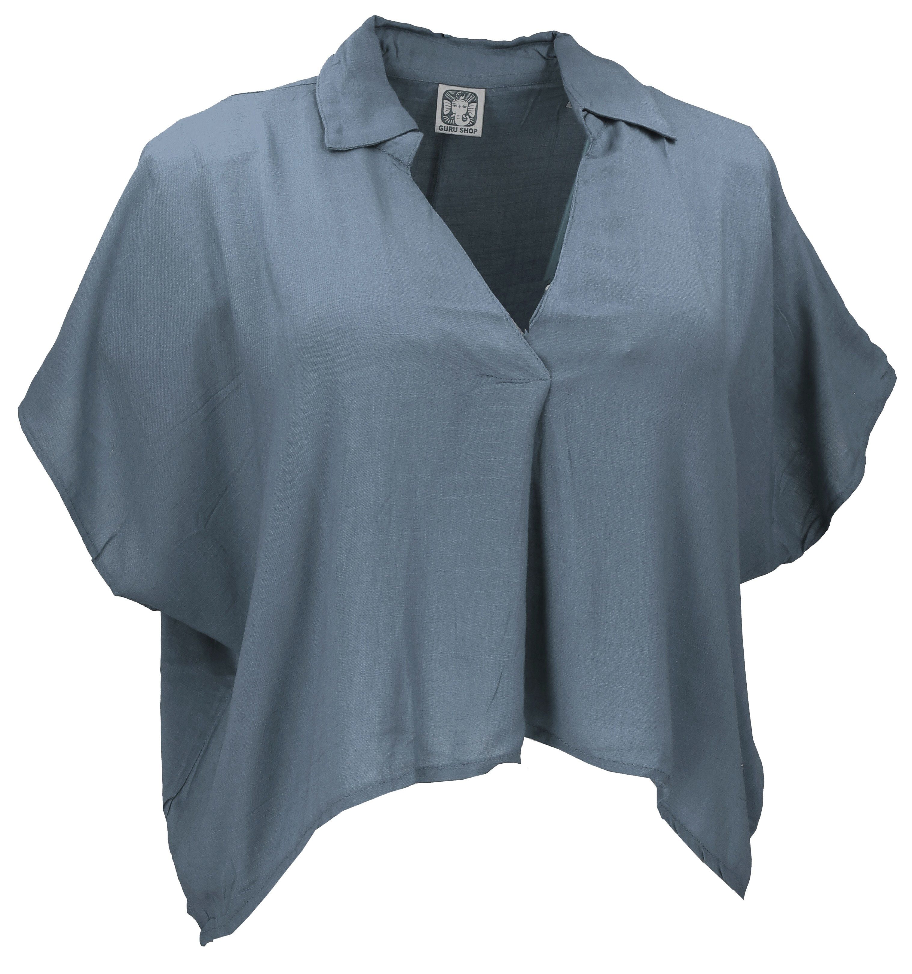 Guru-Shop Longbluse Weites Boho Blusentop mit Fledermausärmeln,.. alternative Bekleidung