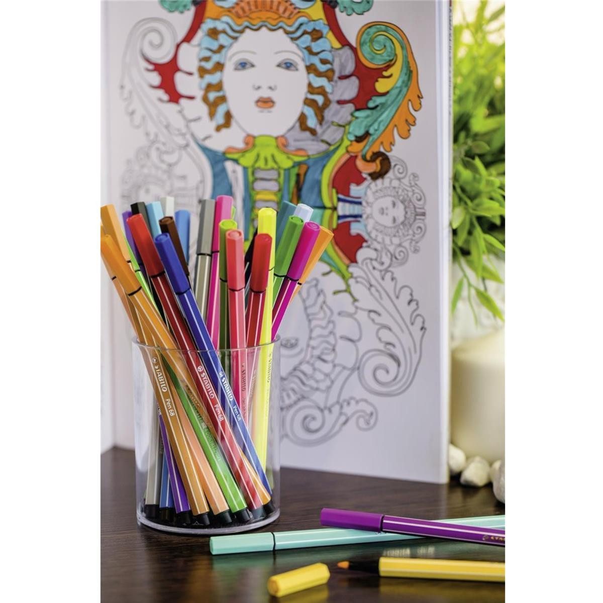 STABILO Faserstift STABILO Pen 68 Filzstift - 1 mm - 15er Single-Pack - sortiert – Bild 4 von 5