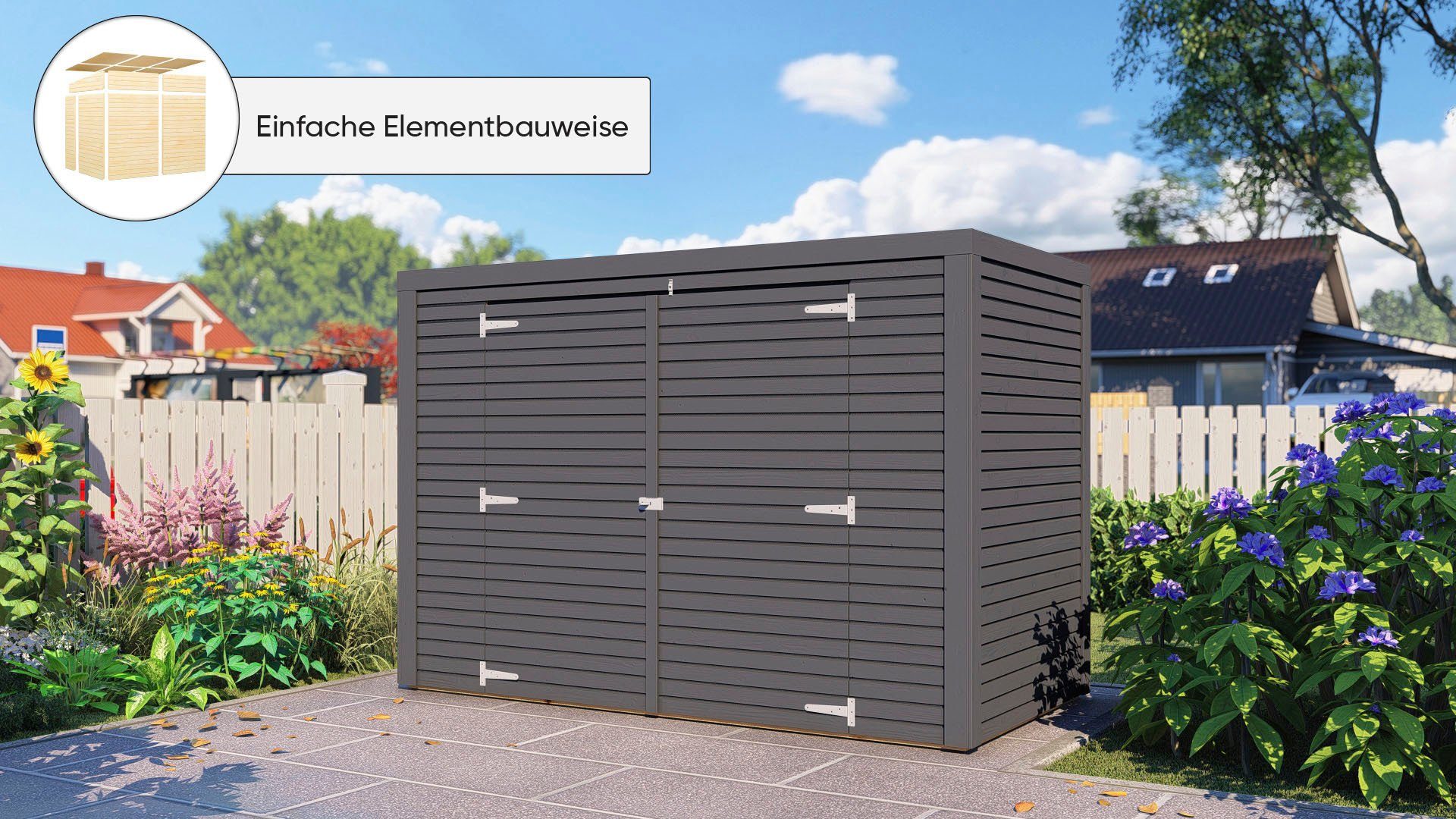 KONIFERA Fahrradbox Bike Box (Komplett-Set), aus Fichte, BxTxH: 207x103x143 cm