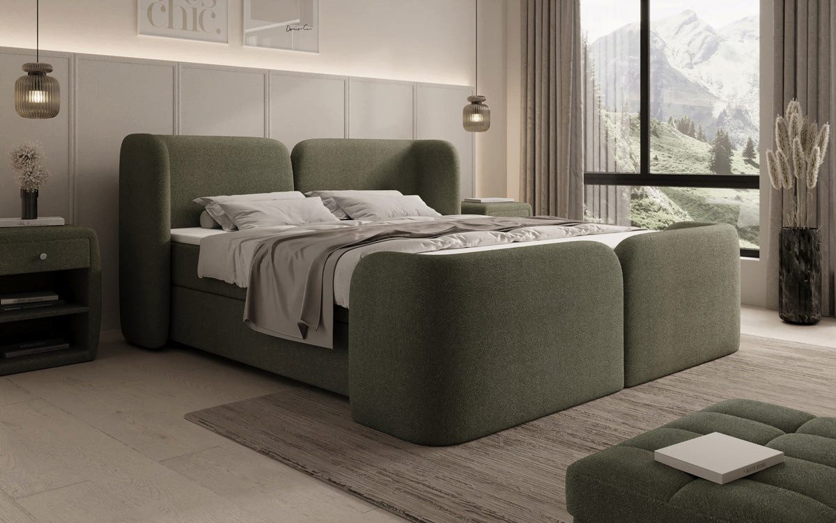 Luxusbetten24 Boxspringbett Riva in Bouclé mit Stauraum, wahlweise mit oder günstig online kaufen