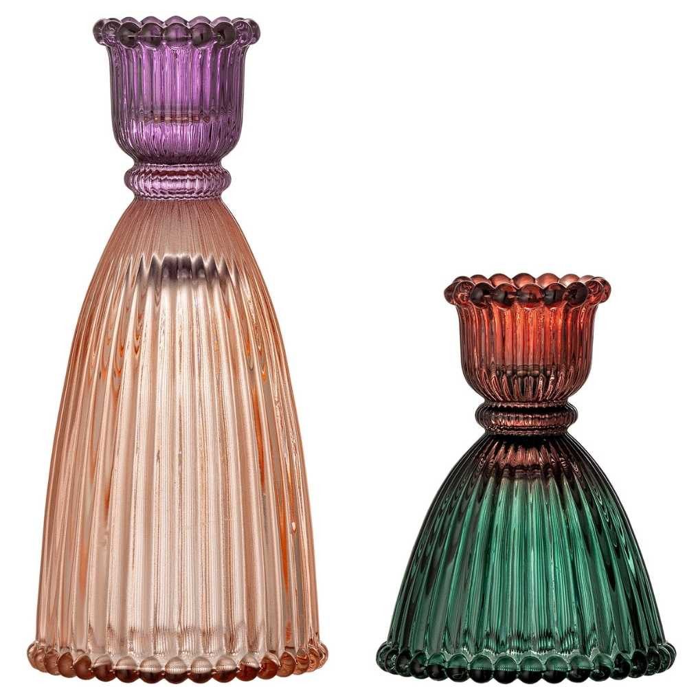 Bloomingville Kerzenhalter Bloomingville Kerzenhalter SHILO Glas Bunt 2er Set