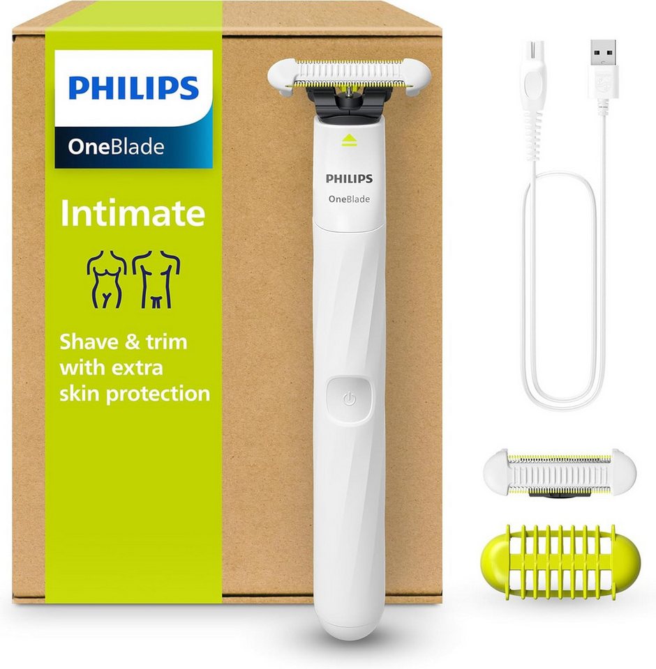 Philips Beauty-Trimmer OneBlade Intimate QP1924/30 Elektrischer Intimrasierer Frauen Männer, Intimrasur Damen Herren