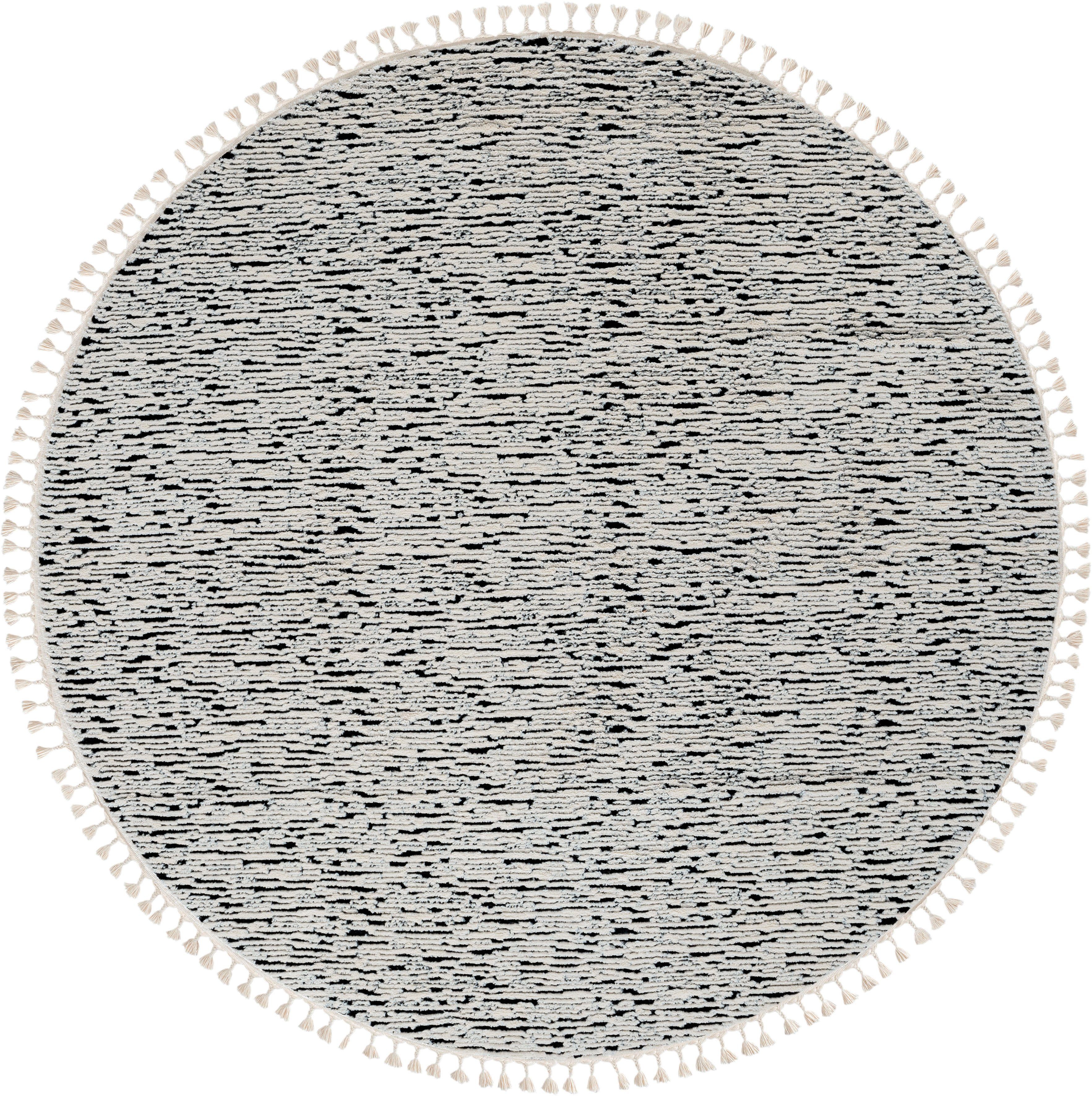 Myflair Möbel & Accessoires Hochflor-Teppich Moroccan Rockface, rund, Höhe: 24 mm, modern, marokkanisches Design, meliert, flauschig weich, mit Fransen. Reduzierter Preis € 85,60. Unverbindliche Preisempfehlung € 229,99