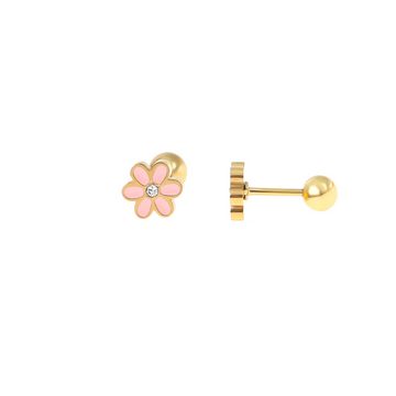 Made by Nami Ohrring-Set Blumen Edelstahl Ohrringe Vergoldet Geschenke für Frauen, Wasserfester Schmuck Rosa