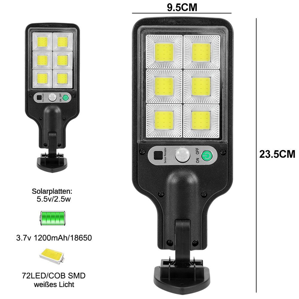 für Rosnek Bewegungssensor, Patio LED 2.5W+72LED, Garten, Außen-Wandleuchte Straßenlampe Path Solar, Tageslichtweiß, Solar Wasserdichter,