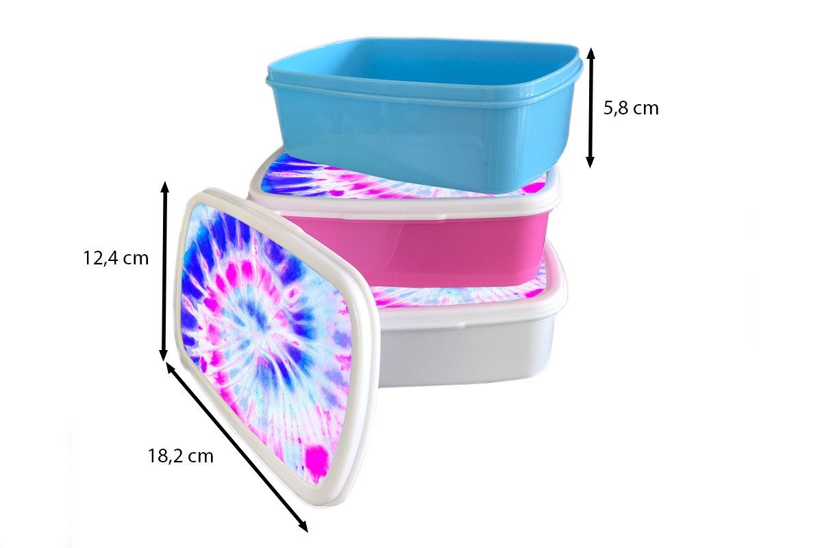 MuchoWow Lunchbox Sommer - Krawattenfärbung für Kinder für - Blau, Jungs Kunststoff, Mädchen Brotdose, weiß (2-tlg), und Erwachsene, und Brotbox