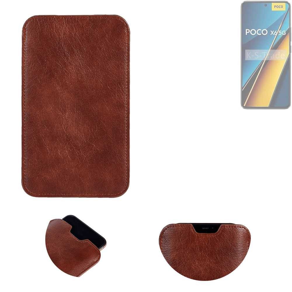 K-S-Trade Handyhülle für POCO X6, Schutzhülle Handyhülle Handytasche Kunstleder Sleeve in braun