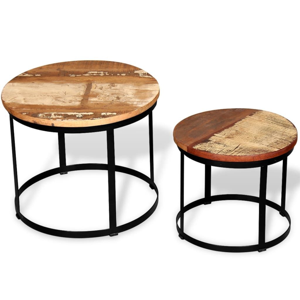 vidaXL Couchtisch 2-tlg. Couchtisch-Set Altholz Massiv günstig online kaufen