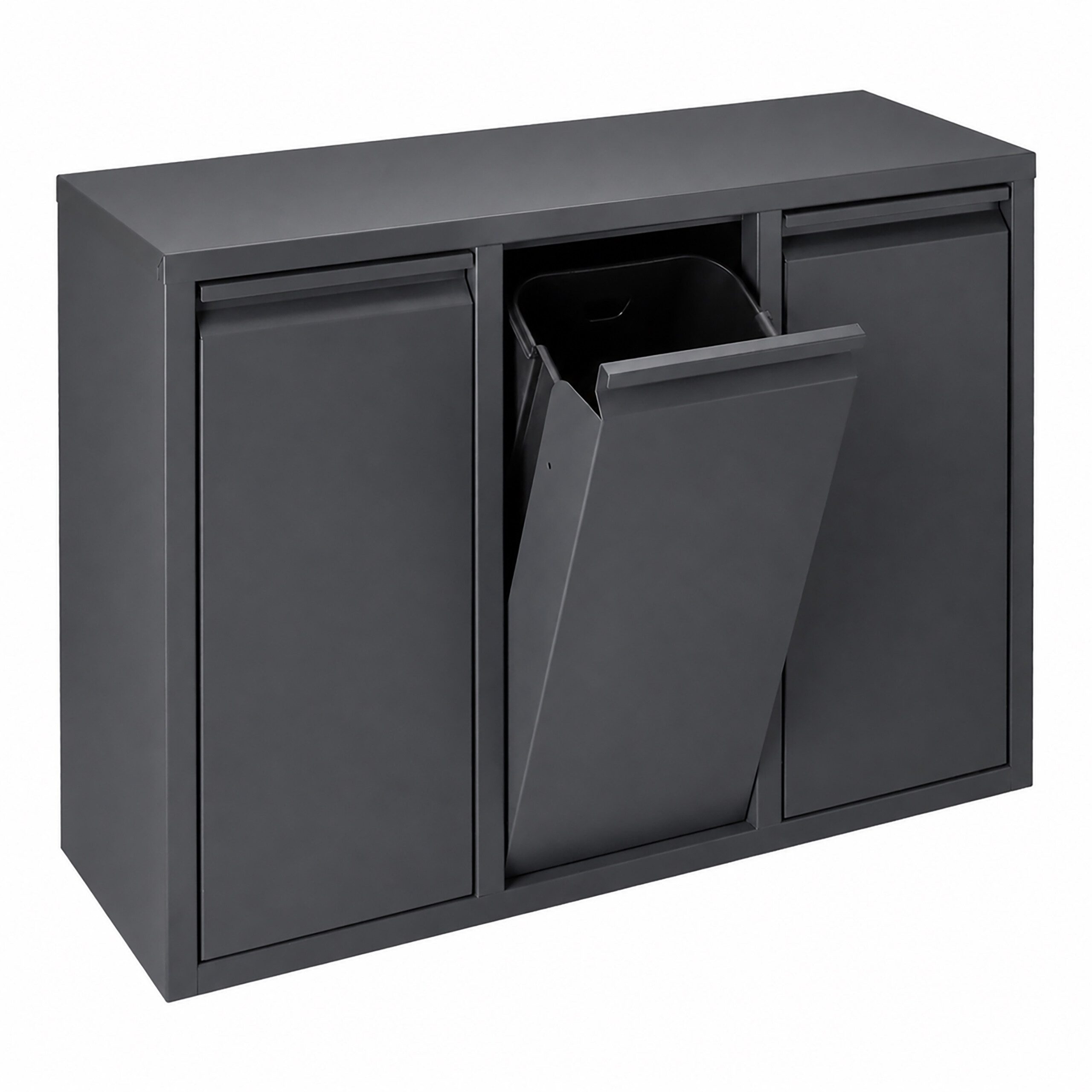 relaxdays Mülltrennsystem Mülleimer 3 Fächer 3x10 l, Anthrazit