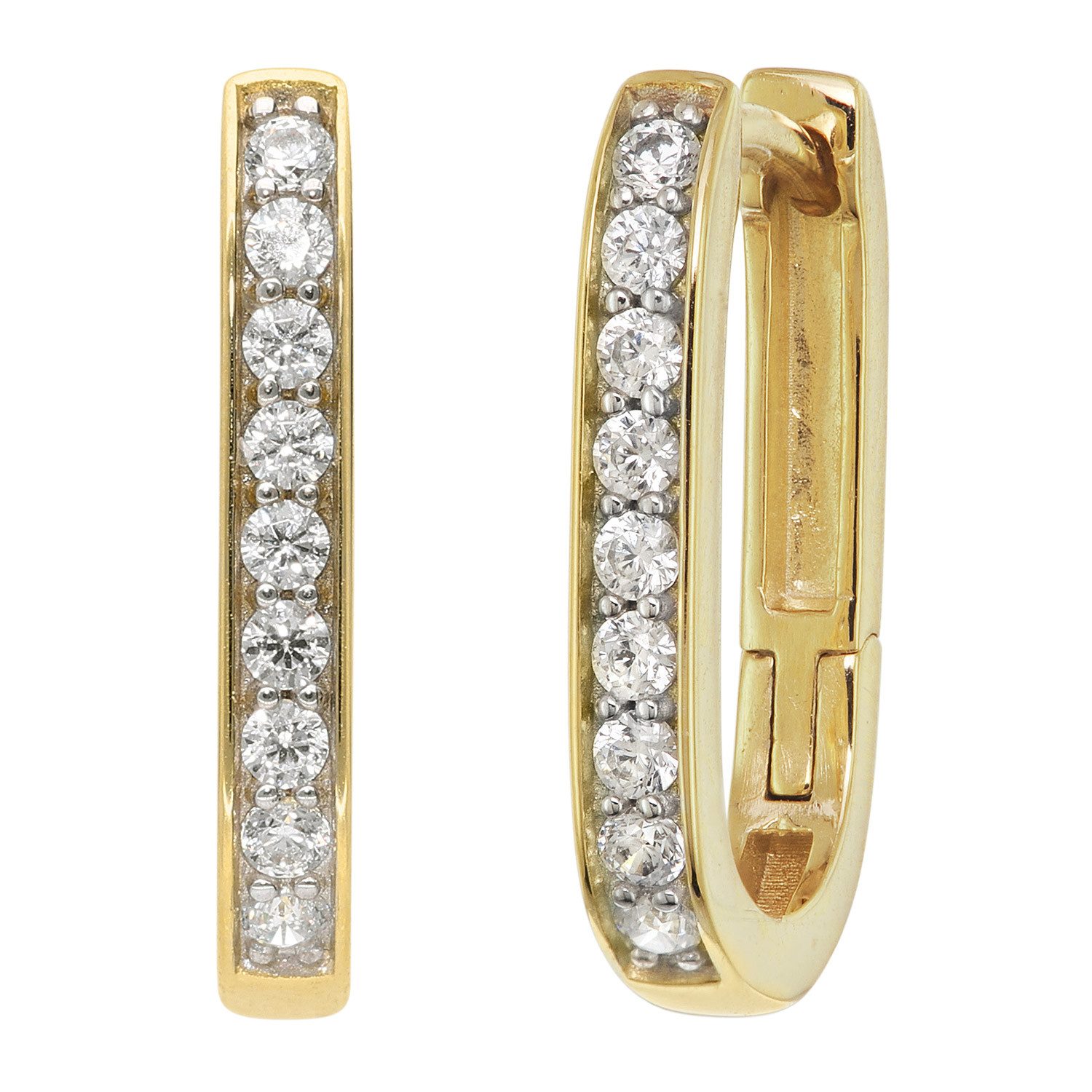 trendor Paar Creolen Damen-Gold 333/8K Klapp-mit Zirkonia günstig online kaufen