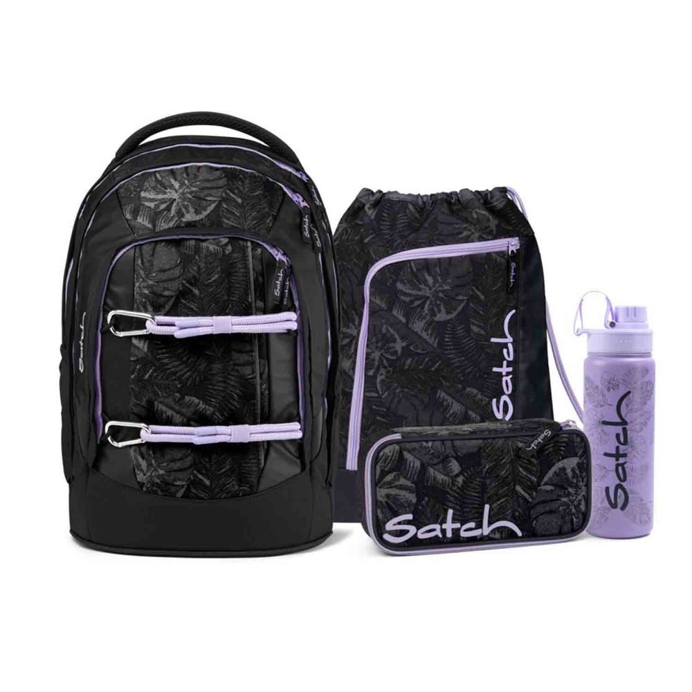 Satch Schulrucksack Pack Betty Grey (4 tlg., 4-tlg., inkl. Schlamperbox, Sportbeutel und Trinkflasche)