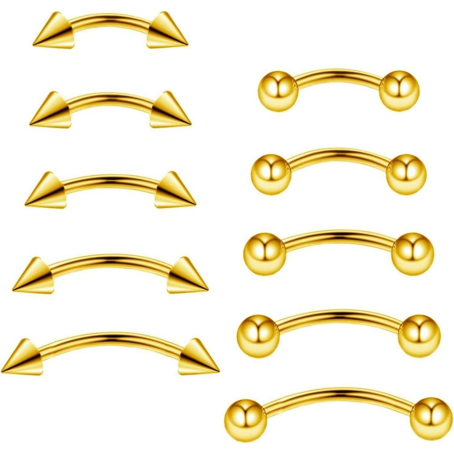 Gojewen Augenbrauenpiercing 10stk Curved Barbell Piercing Edelstahl Augenbrauen Lippen Helix Rook