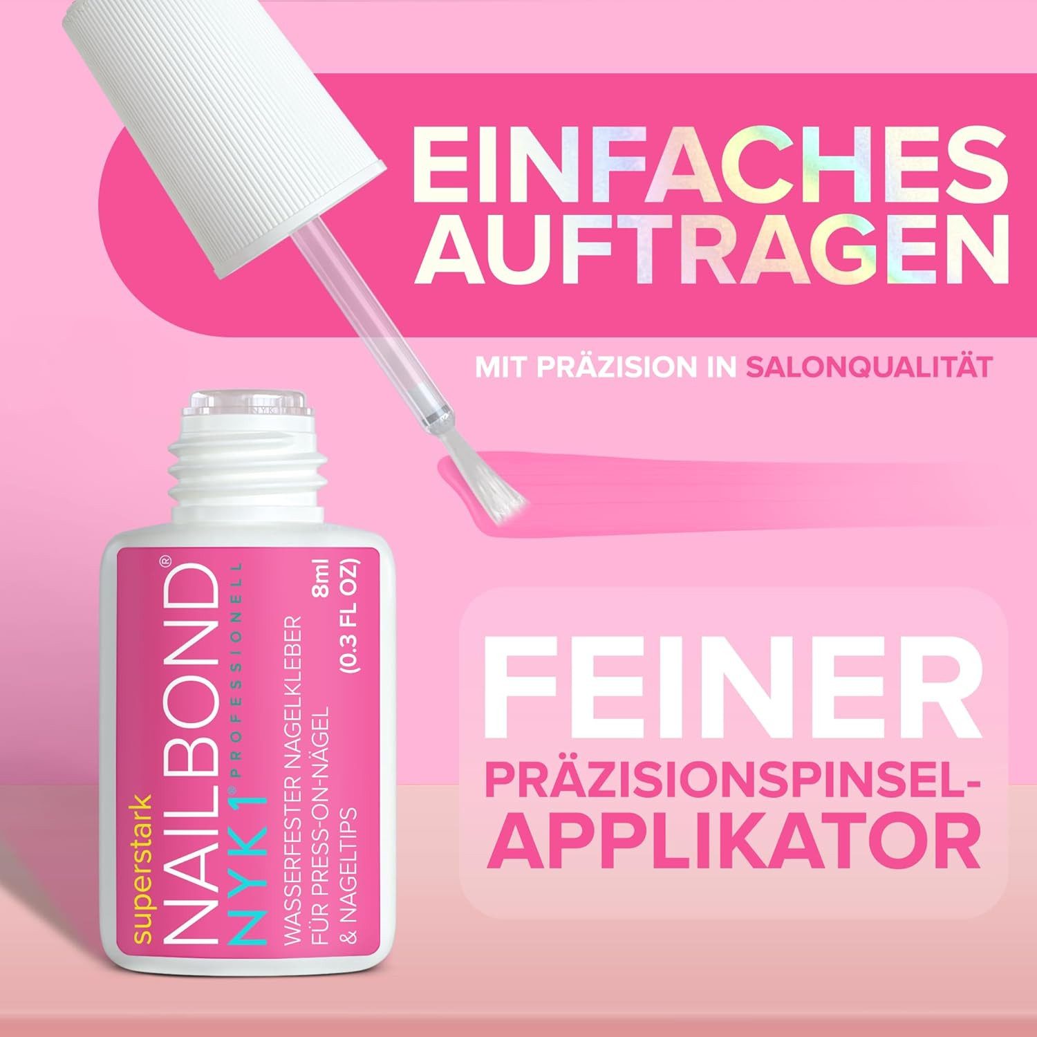 NYK1 Nagelpflege-Set NailBond Nagelkleber Für Kunstnägel, Pinsel On für Eingerissene Nägel Anti-Pilz Nail, Extra starker Halt für perfekte Nägel