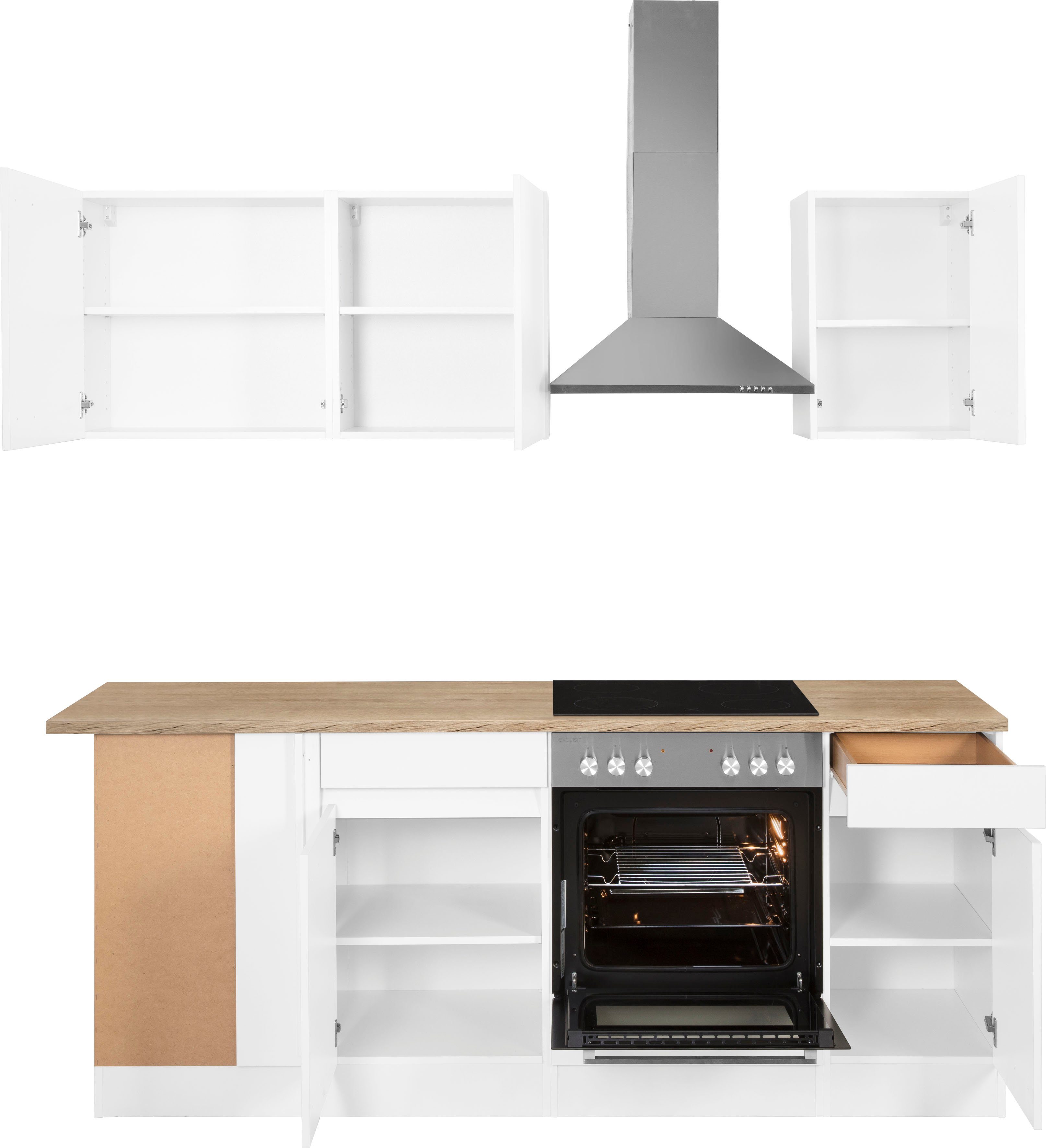 OPTIFIT Winkelküche Roth, mit E-Geräten, 175 | weiß weiß/weiß-wildeichefarben Stellbreite 210 cm x