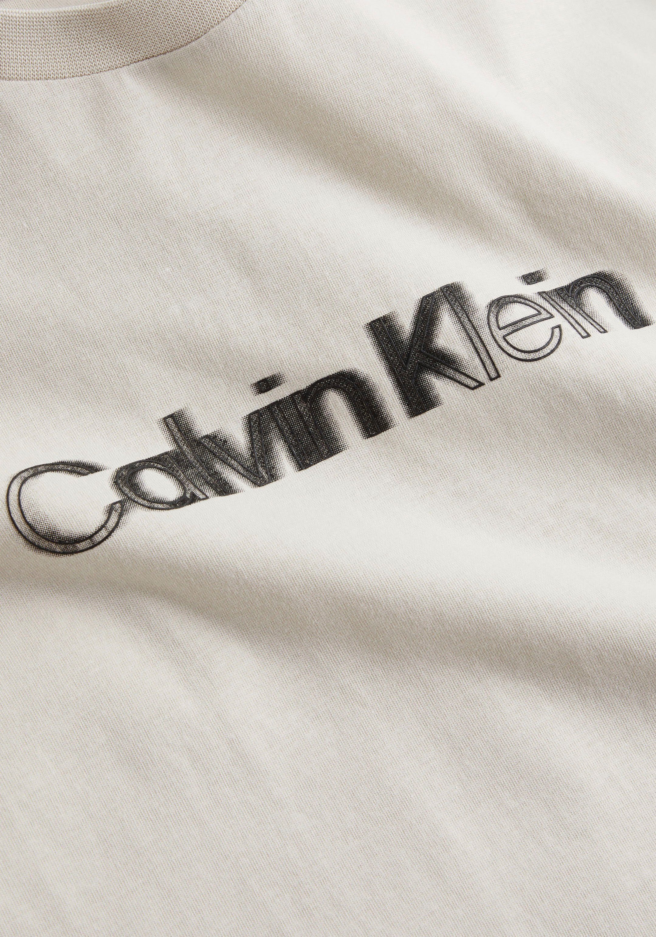 mit Logo Brust beige Calvin Calvin auf der Klein Kurzarmshirt Klein