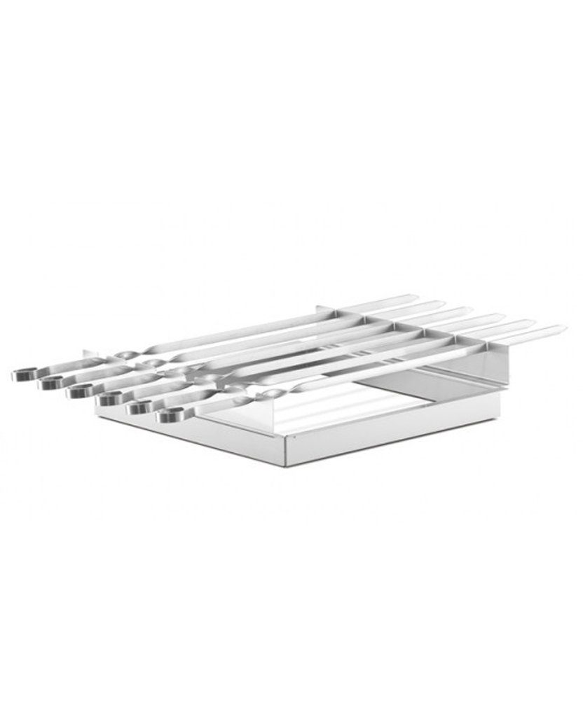 Thüros Schaschlikspieße Thüros Schaschlik Spießaufsatz mit 6 Spießen für T1, Tischgrill, Minicater (Grillfläche 30x30 cm)