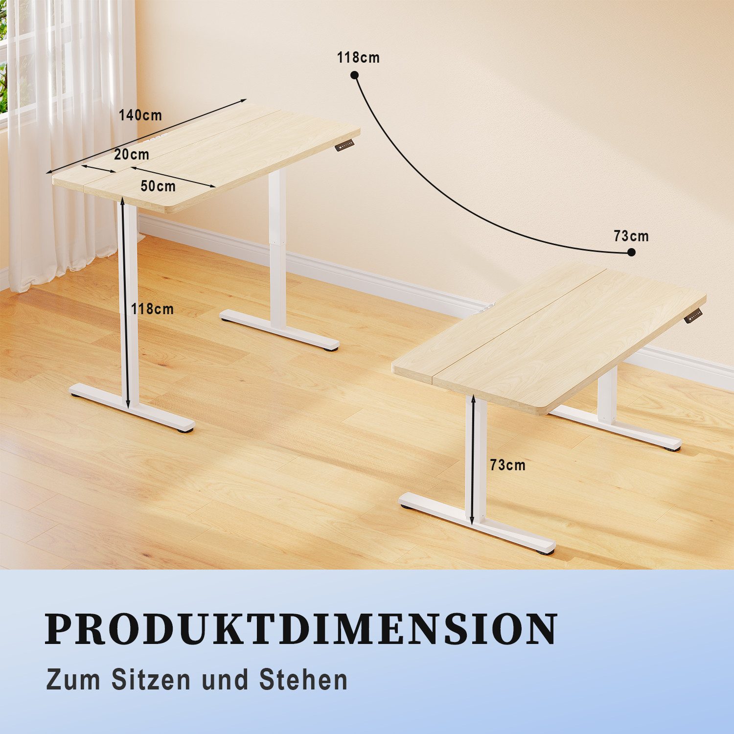 HOMALL Schreibtisch Tisch mit Speicherfunktion und Sitzpausen-Erinnerung, 18 mm dick (Maße 140x70/160x80,6-Tasten-Handsteuerung mit LED-Anzeige,mit Kabelmanagement, ideal für Homeoffice und Büro)