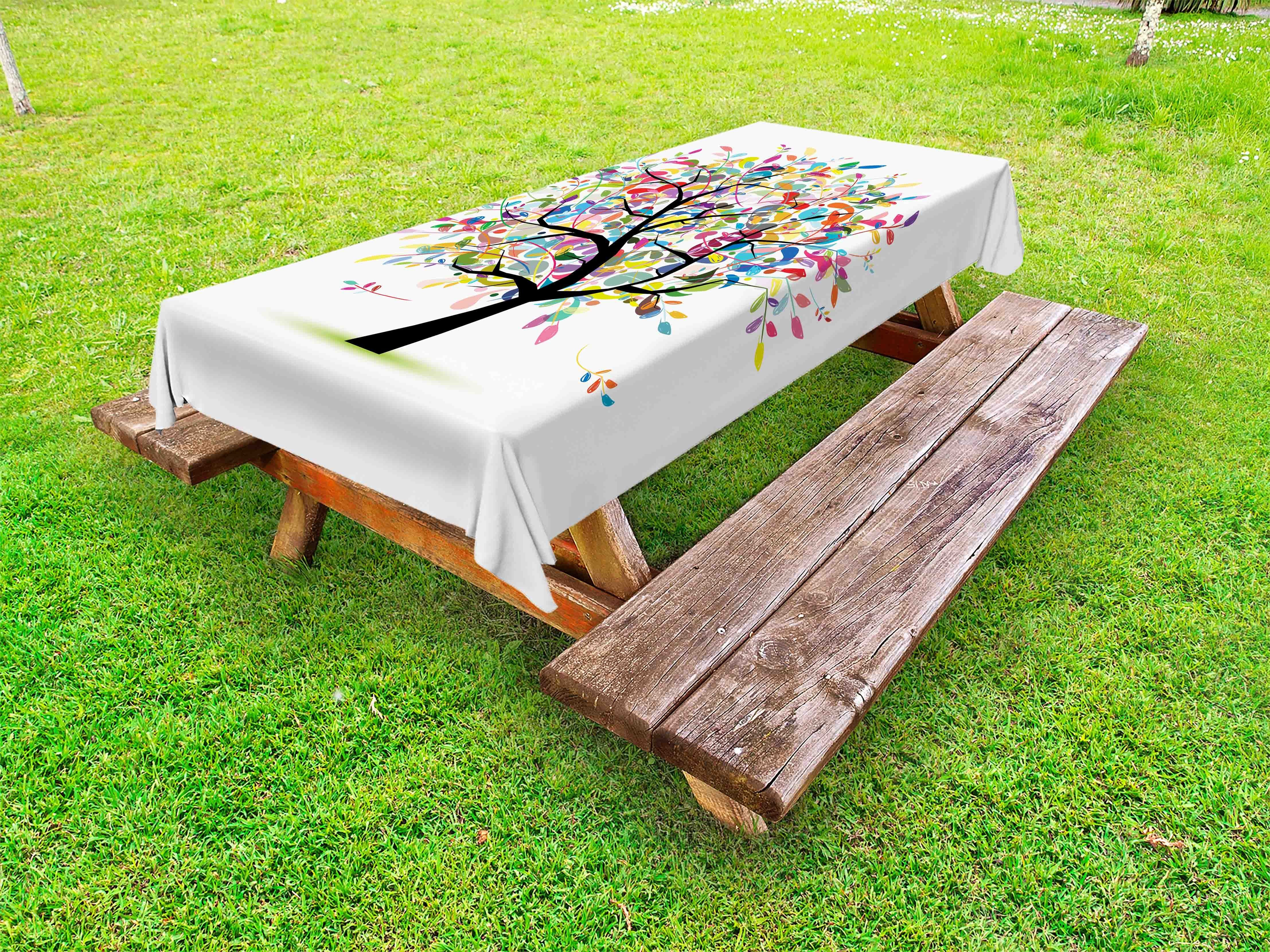 Abakuhaus Tischdecke dekorative waschbare Picknick-Tischdecke, Bunt Modern, Baum, Silhouette