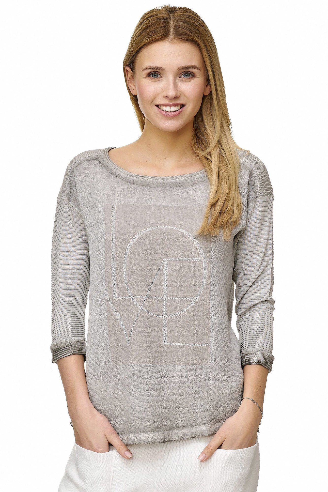 Decay Langarmshirt mit Applikation und Strasssteinen