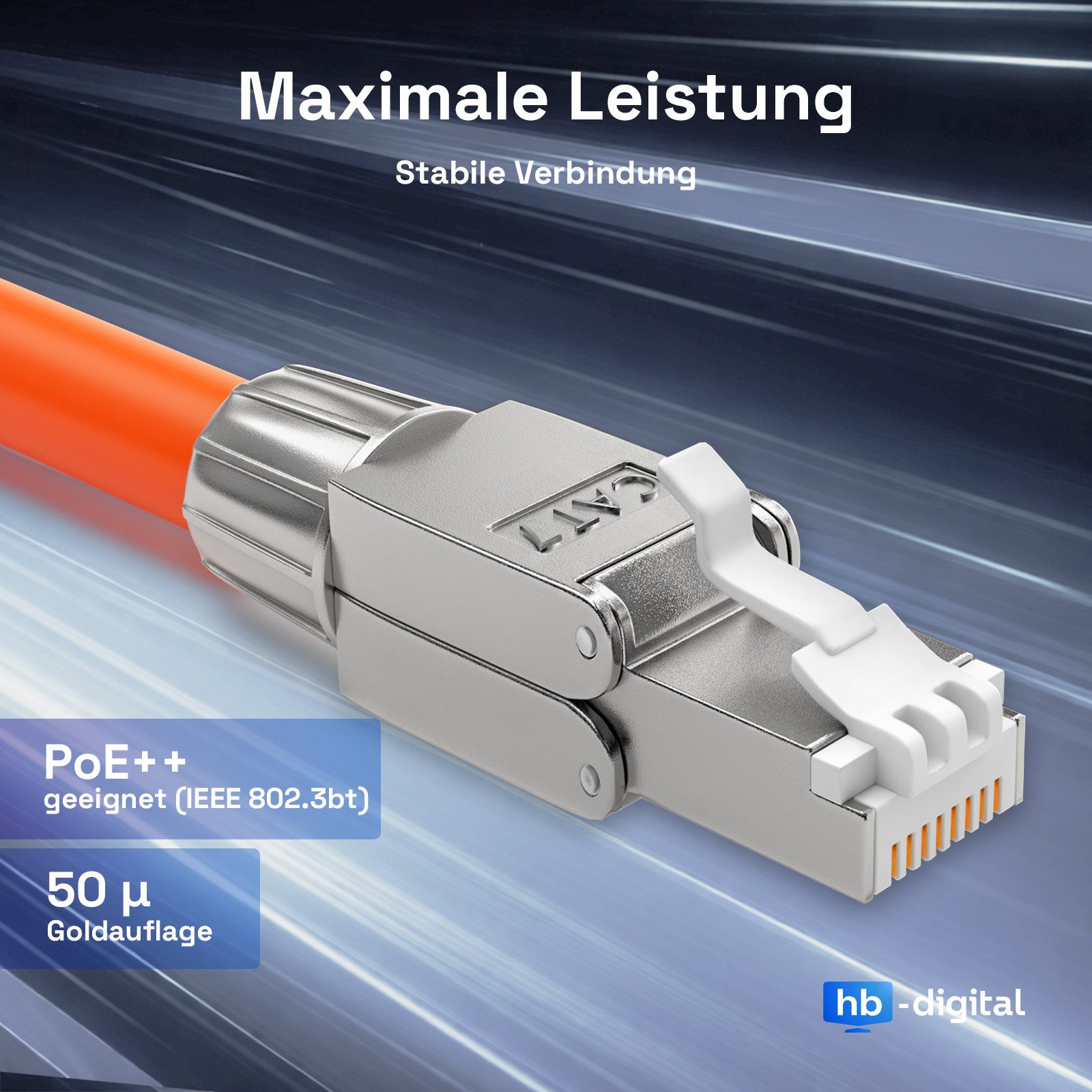 HB-DIGITAL Netzwerkstecker Netzwerkstecker CAT7 schmal RJ45 LSA STP Zinklegierung, (1-St), Kontaktoberfläche: Schirmversion 50u vergoldet – Bild 5 von 5