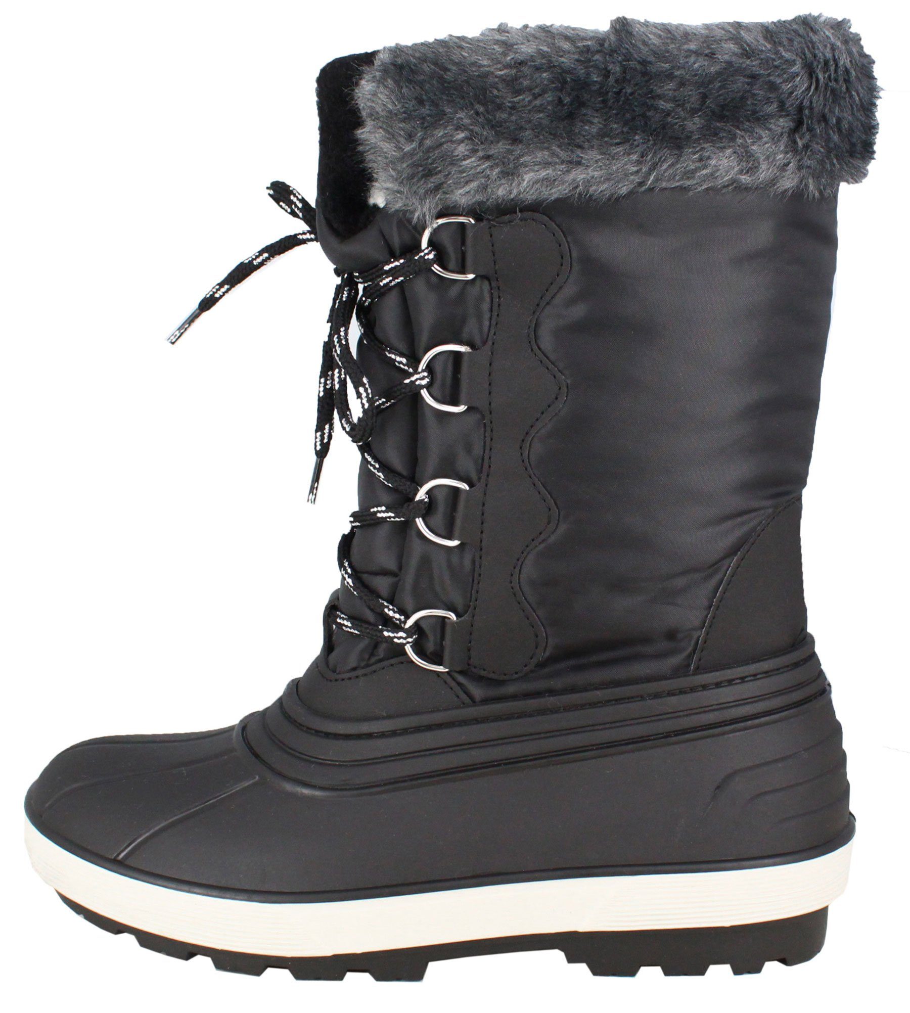 Beck Damen Winterstiefel Polaris bei Fellkragen, Stoffschaft mit Gummistiefel Füße warme Doppelgrößen (für mit Schnee) kuscheligem und Kälte Warmfutter