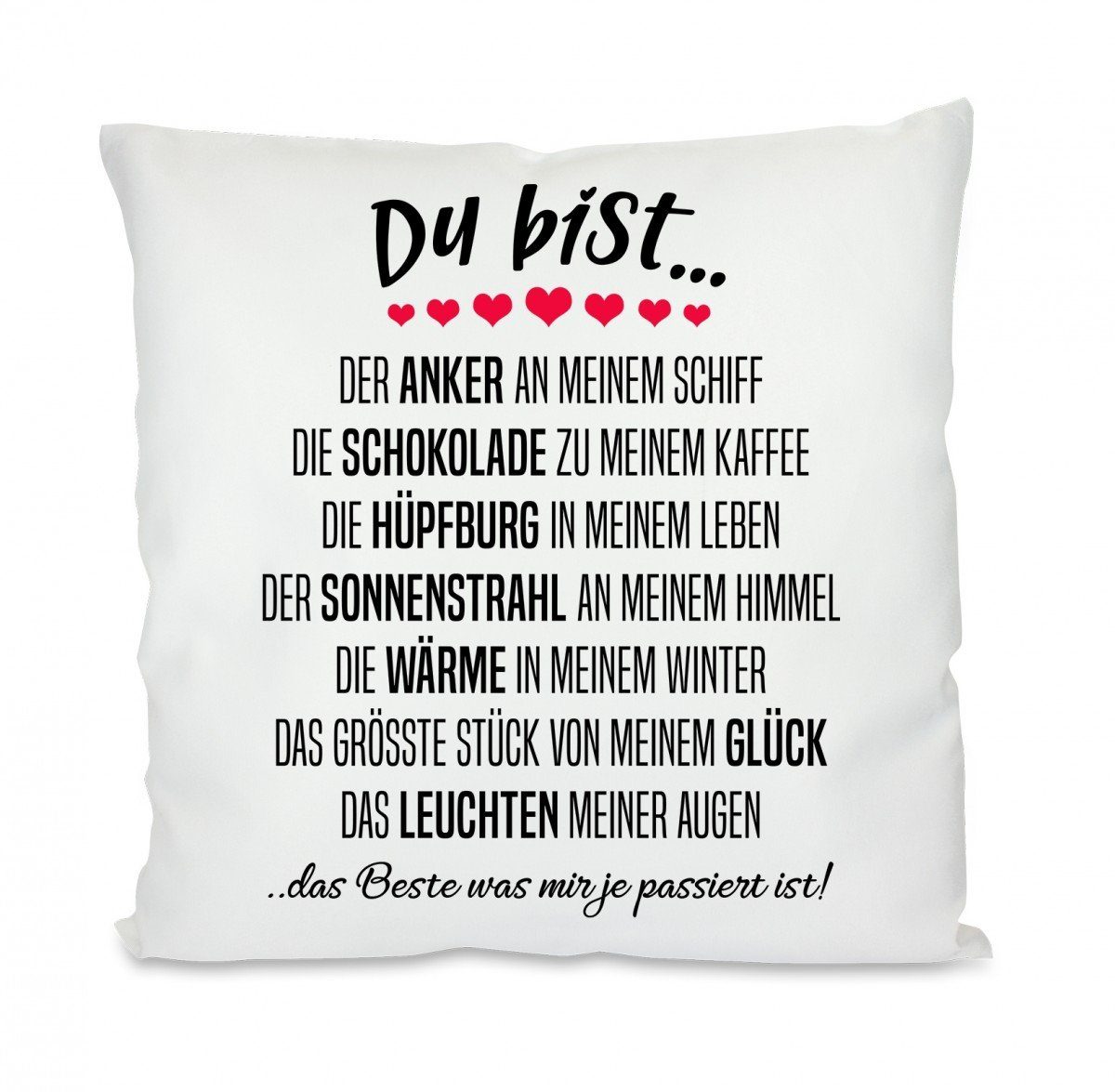Herzbotschaft Dekokissen Kissen mit einseitigem Motiv du bist der Anker, Kissenhülle mit Füllung