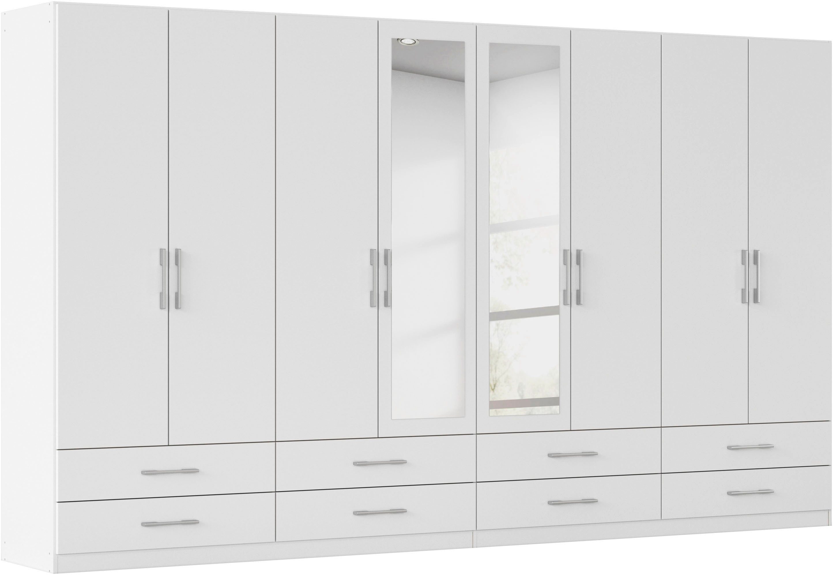 rauch Kleiderschrank Schrank Garderobenschrank Mehrzweckschrank Schlafzimmer HERSBRUCK (3 verschiedene Ausstattungen BASIC/CLASSIC/PREMIUM (inkl. SOFT-CLOSE) mit großzügigen Schubladen sowie Spiegeltüren MADE IN GERMANY