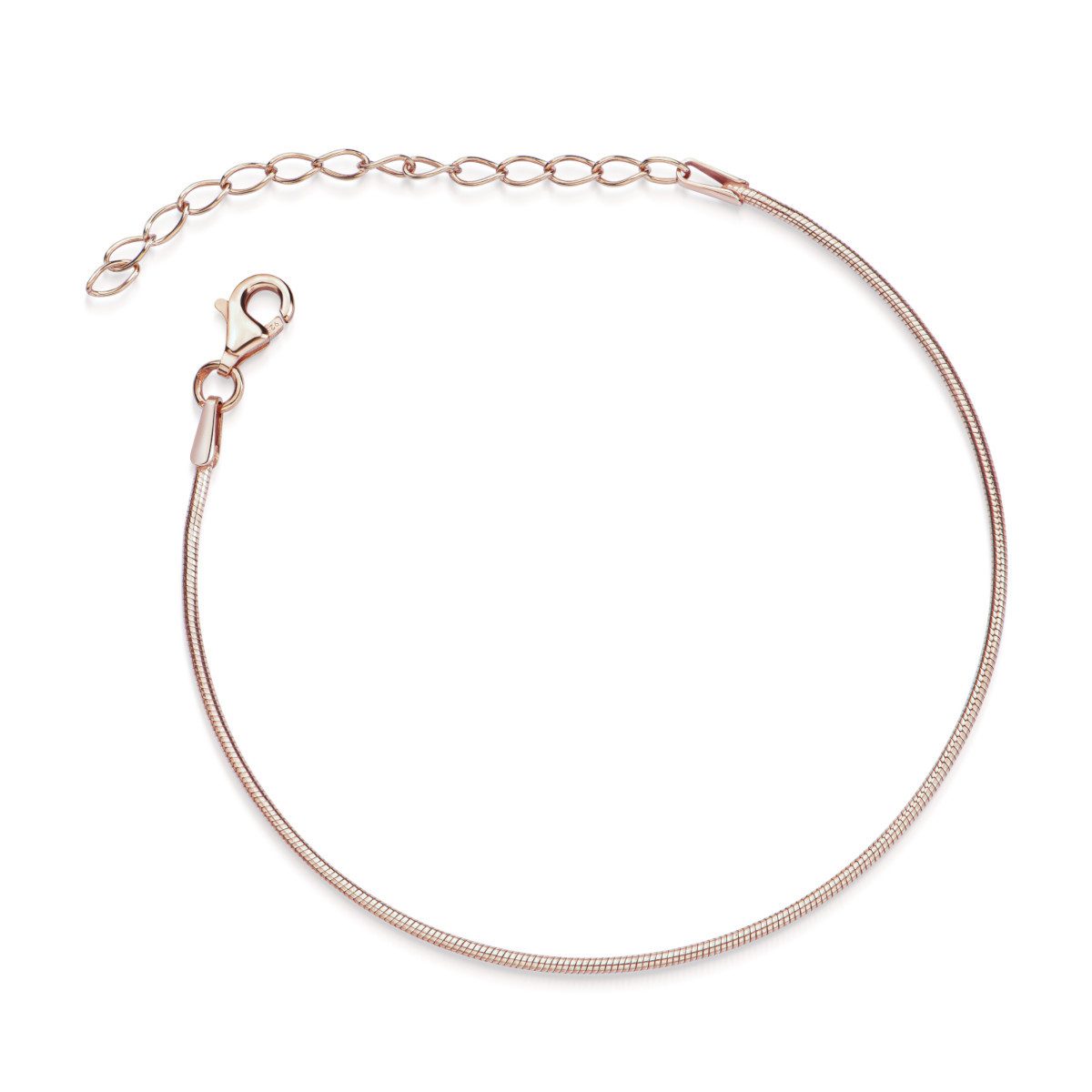Materia Armband elegantes Schlangenkette-Armband SA-20, 925 Sterling Silber, rose vergoldet