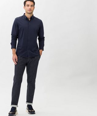 Brax Langarmhemd Jerseyhemd mit Button Down-Kragen