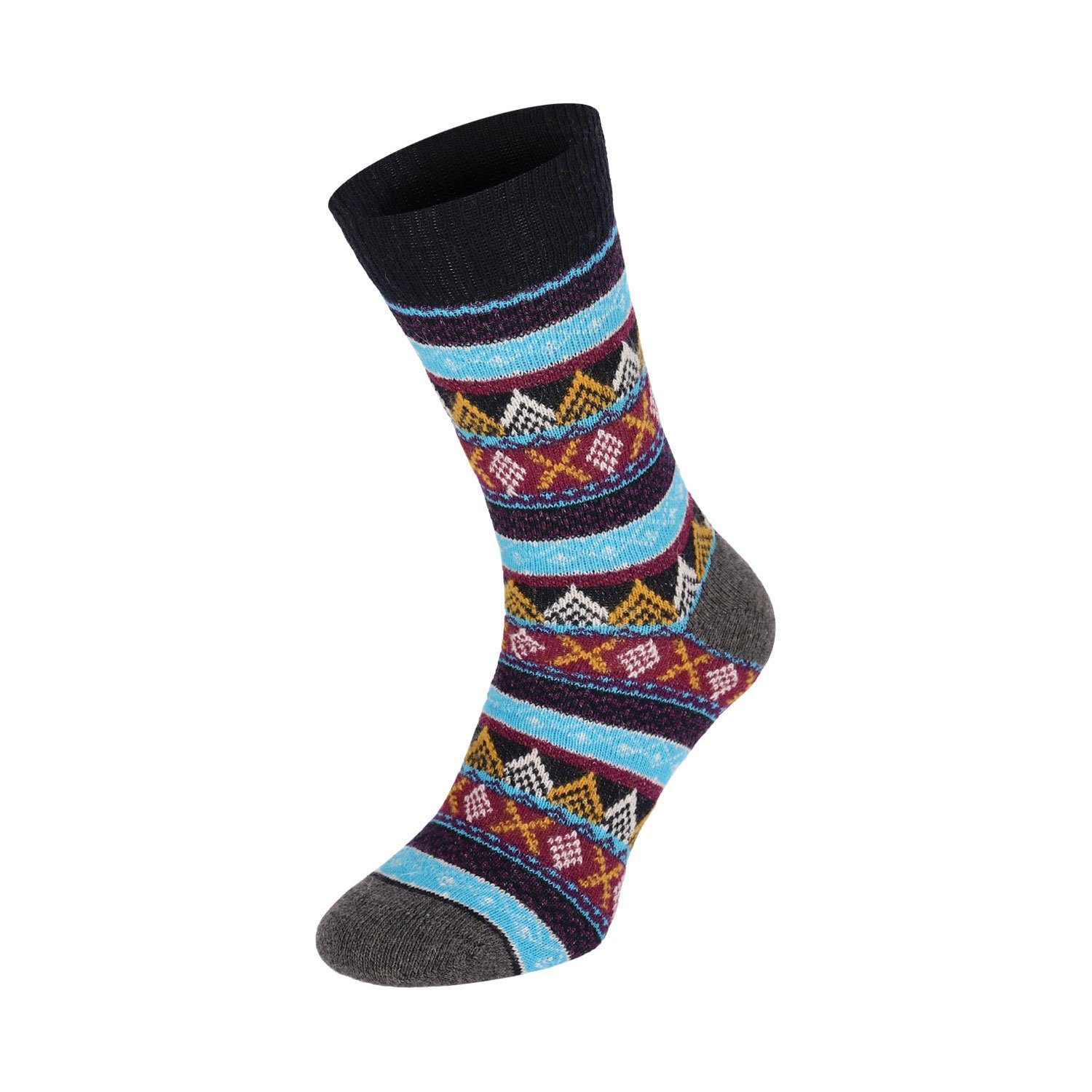 Wolle Damen Paar Lifestyle Schaf Socken Warm farbig Wool Herren Strümpfe Winter 4 Color Chili