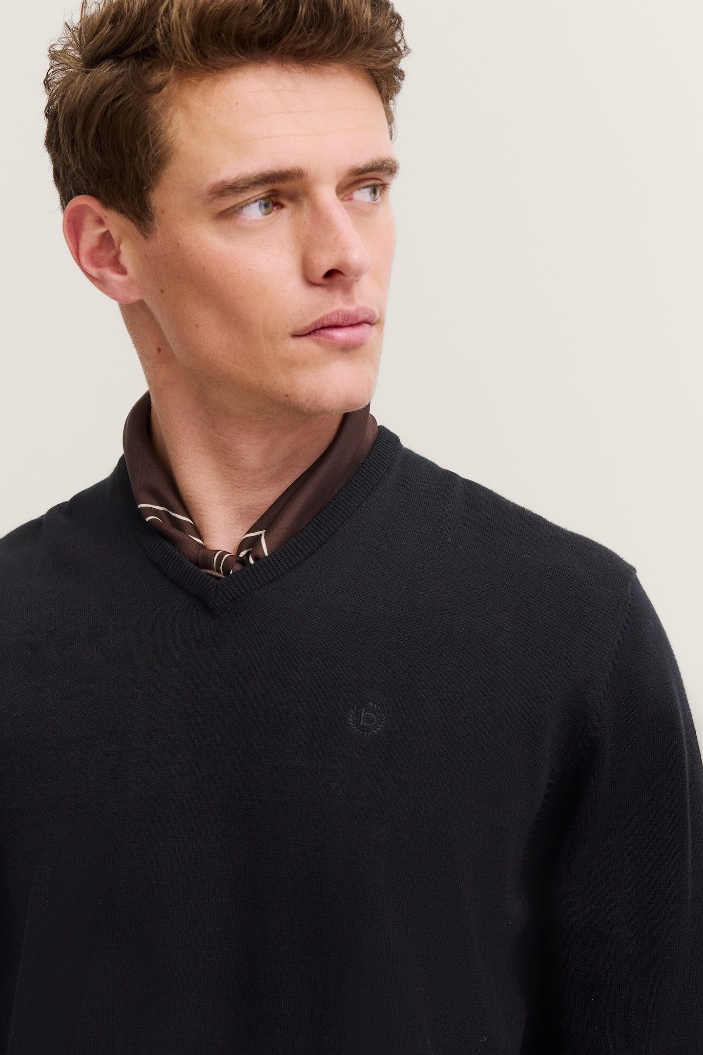 bugatti V-Ausschnitt-Pullover Basic Essential aus reine Baumwolle